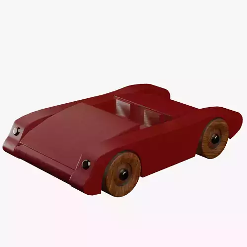 Wooden painted toy sports car