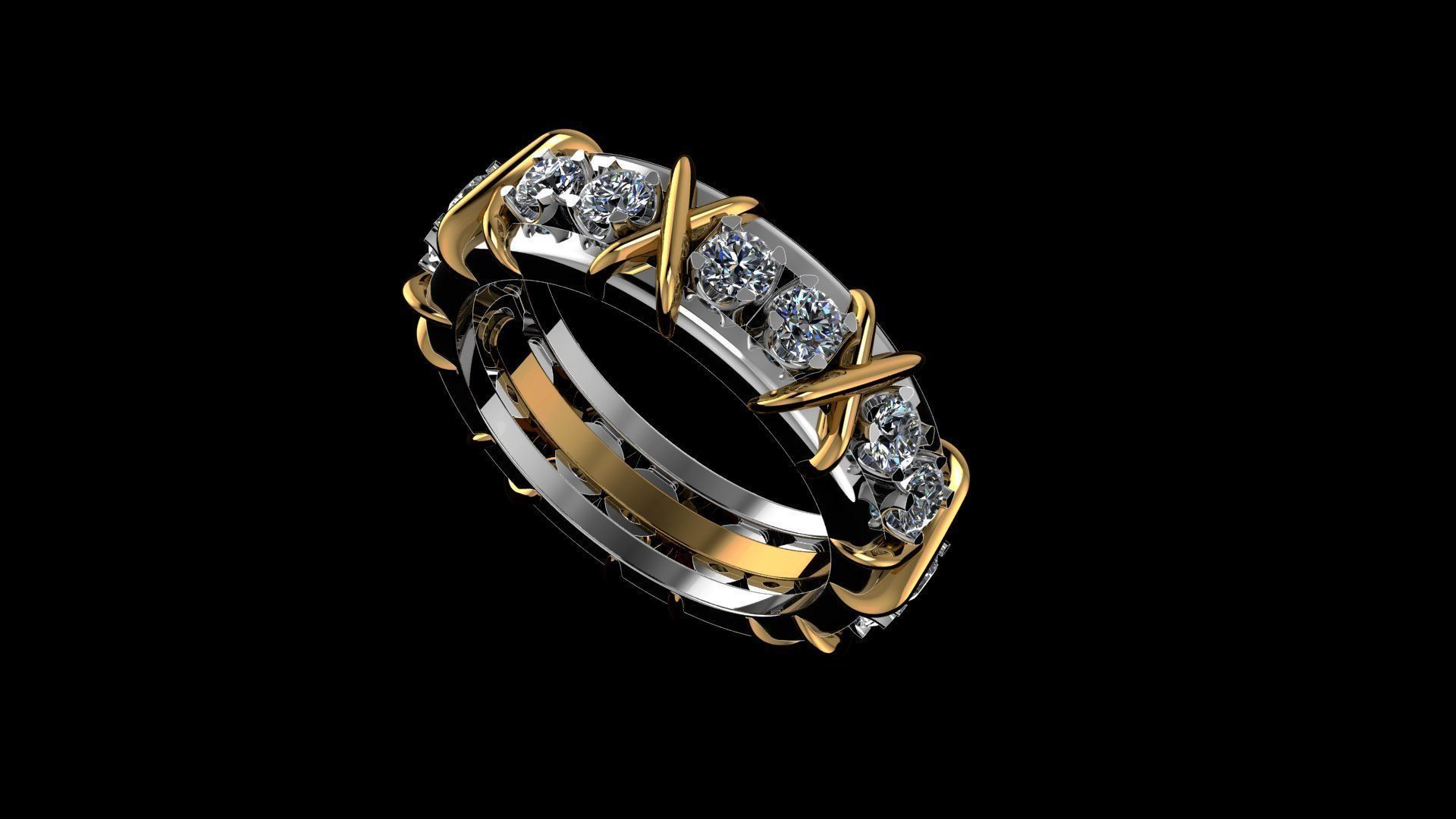  Sixteen Stone Ring 17 3mm 3D print model_4