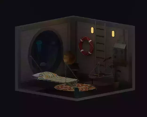 Underwater home Low-poly 3D model