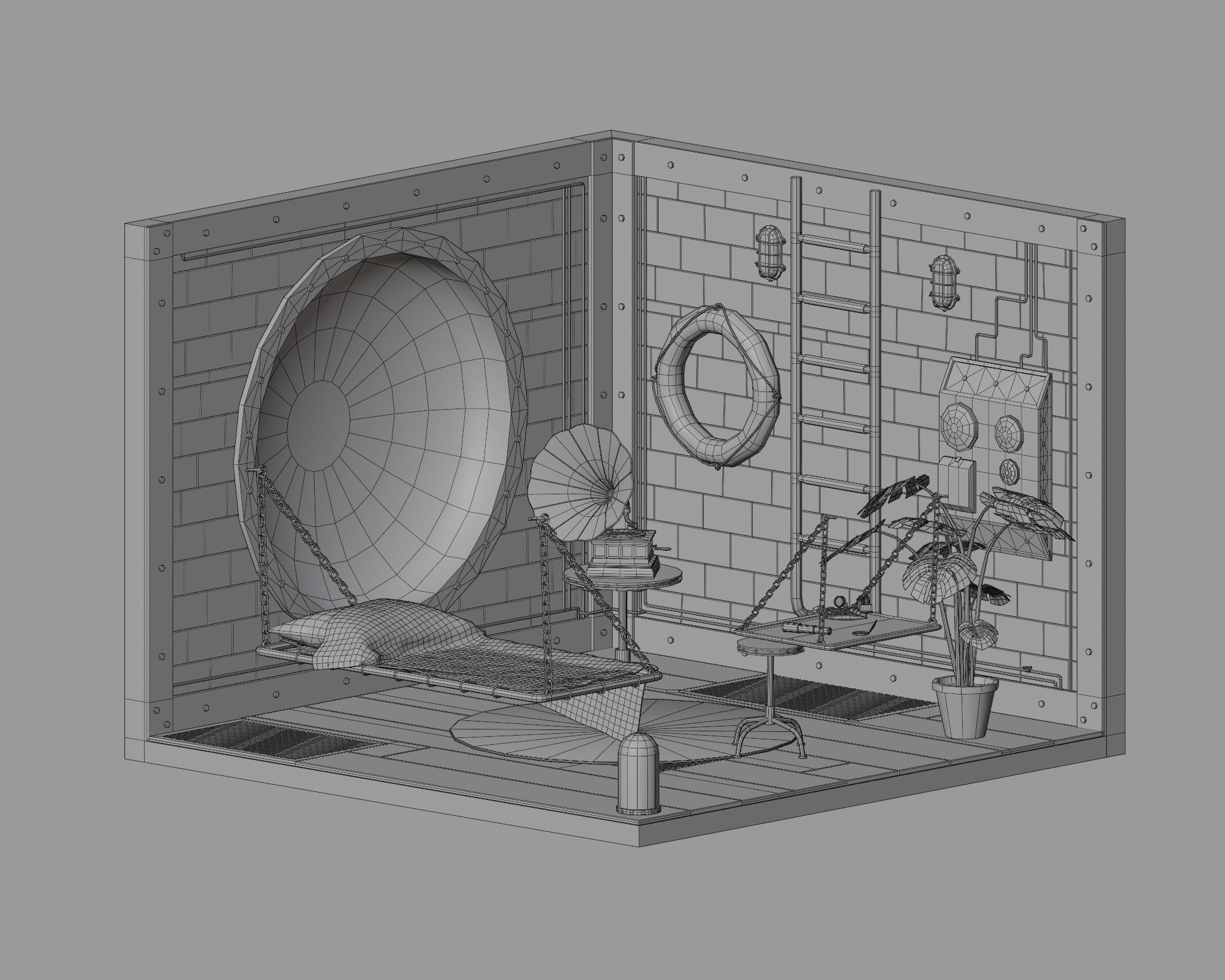Underwater home Low-poly 3D model_2