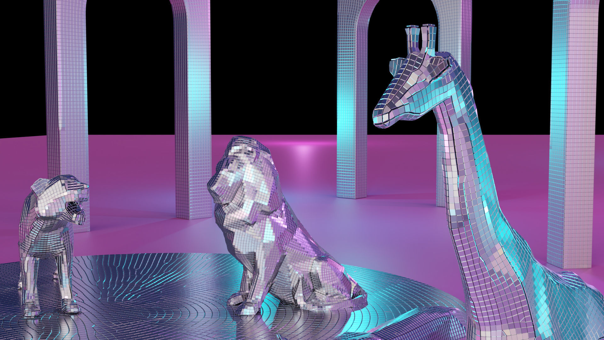 4 Disco animals figure  3D model_2