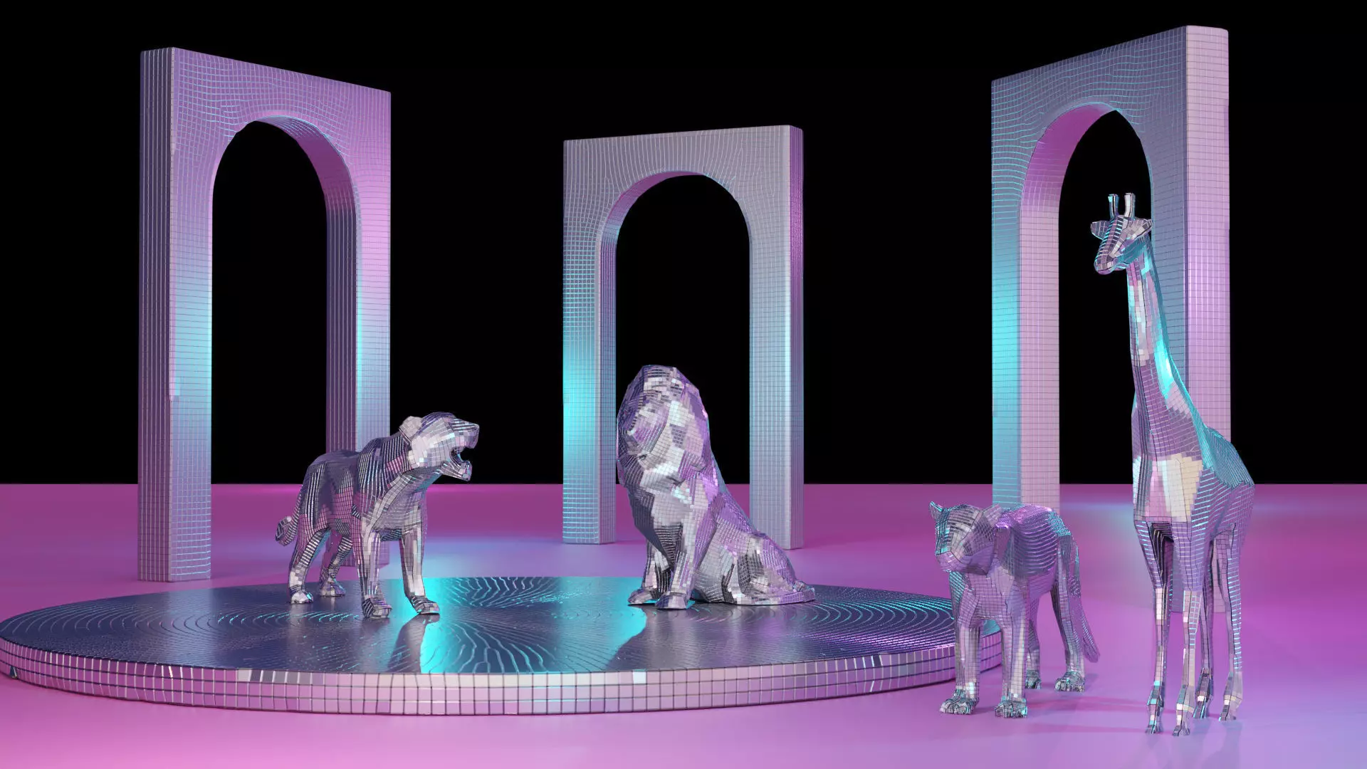 4 Disco animals figure  3D model_0