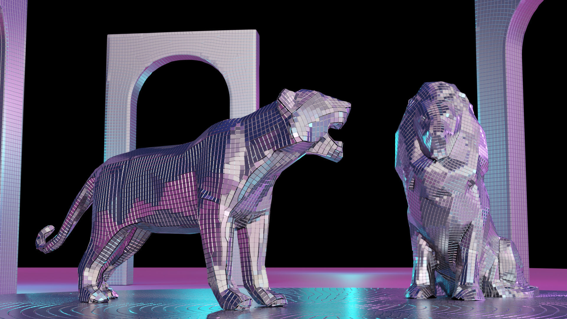 4 Disco animals figure  3D model_3