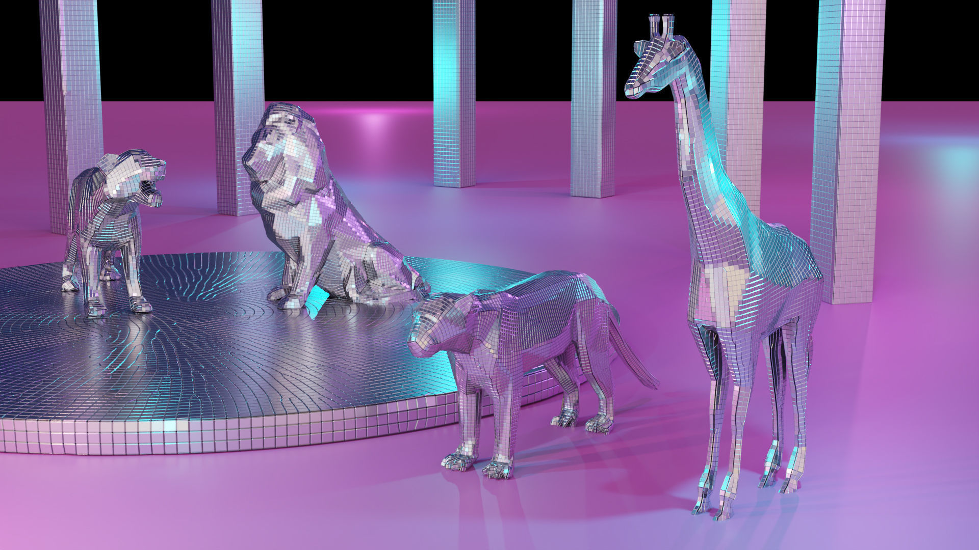 4 Disco animals figure  3D model_1
