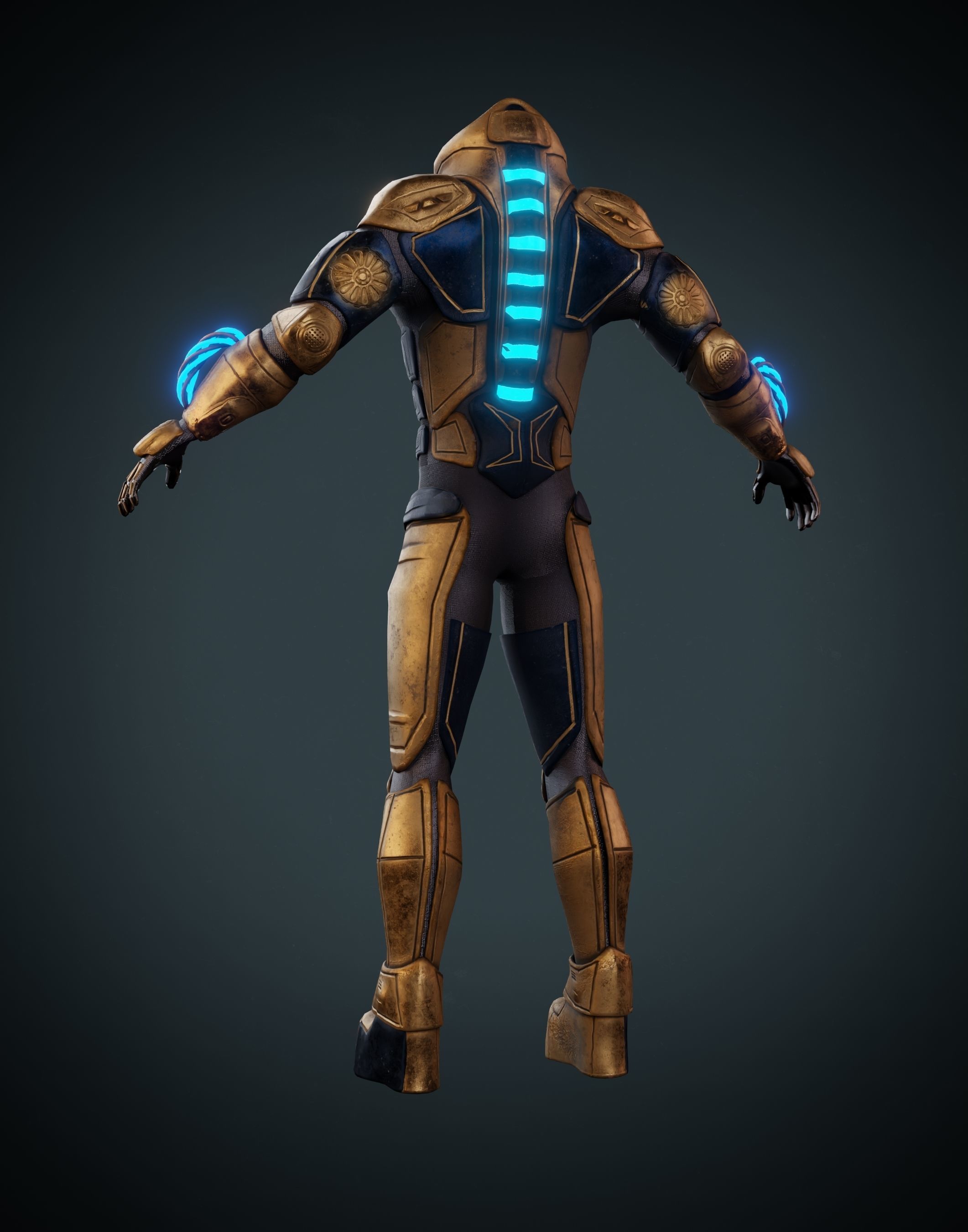  Sci Fi Body Armor Low-poly 3D model_1