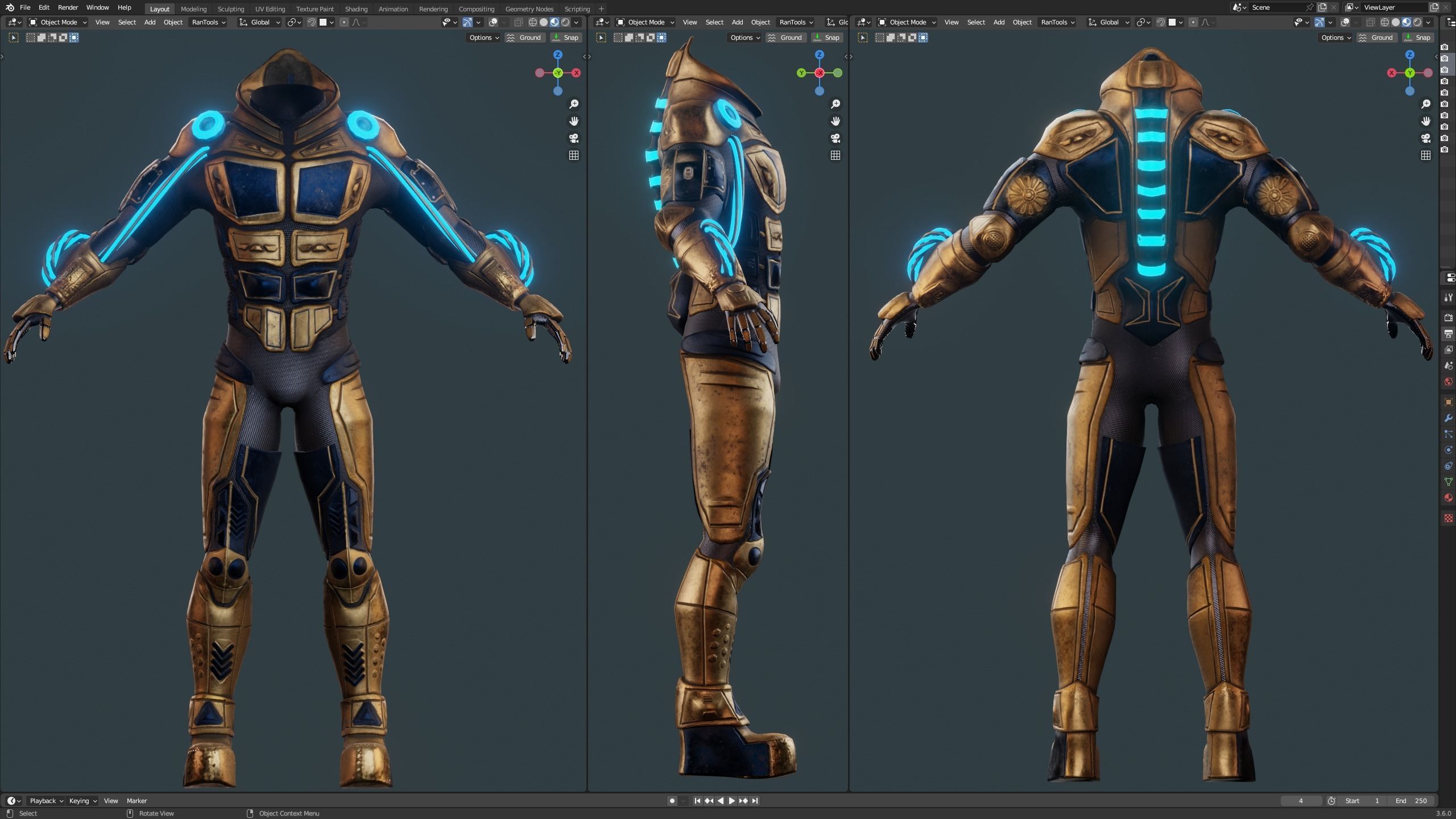  Sci Fi Body Armor Low-poly 3D model_3