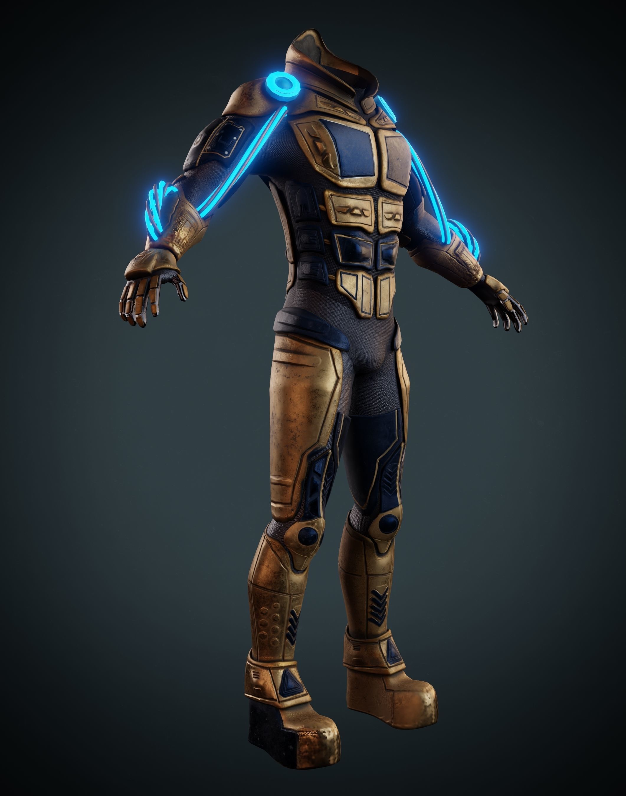  Sci Fi Body Armor Low-poly 3D model_2