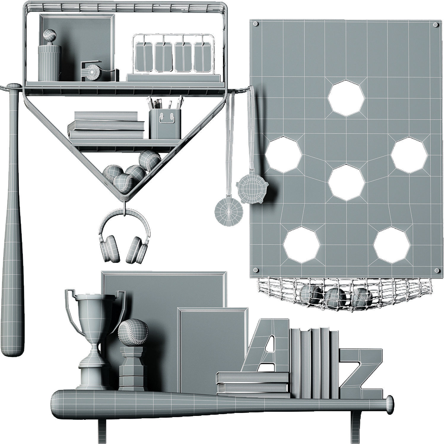 Pottery Barn Baseball Beanbag Toss Game and Decor for teenager 3D model_6