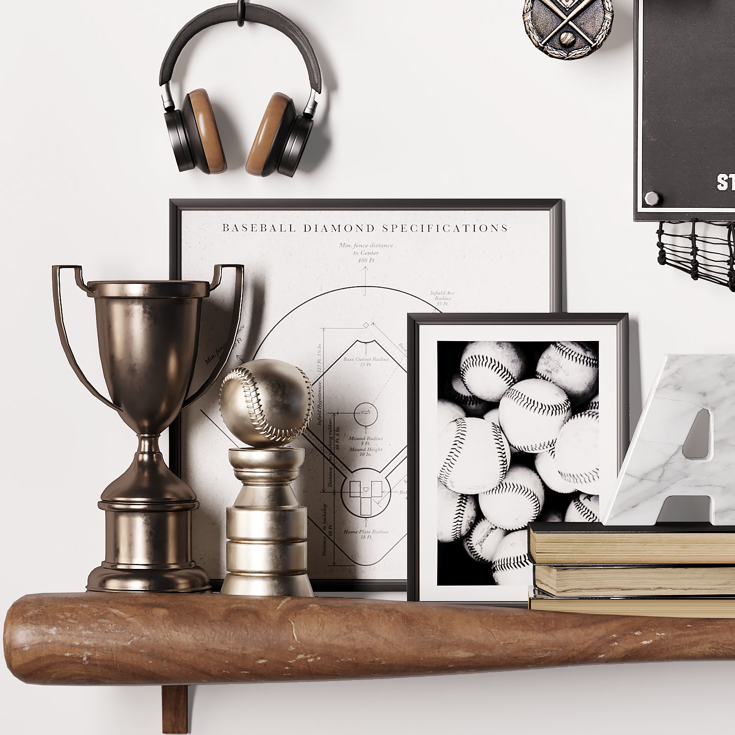 Pottery Barn Baseball Beanbag Toss Game and Decor for teenager 3D model_1