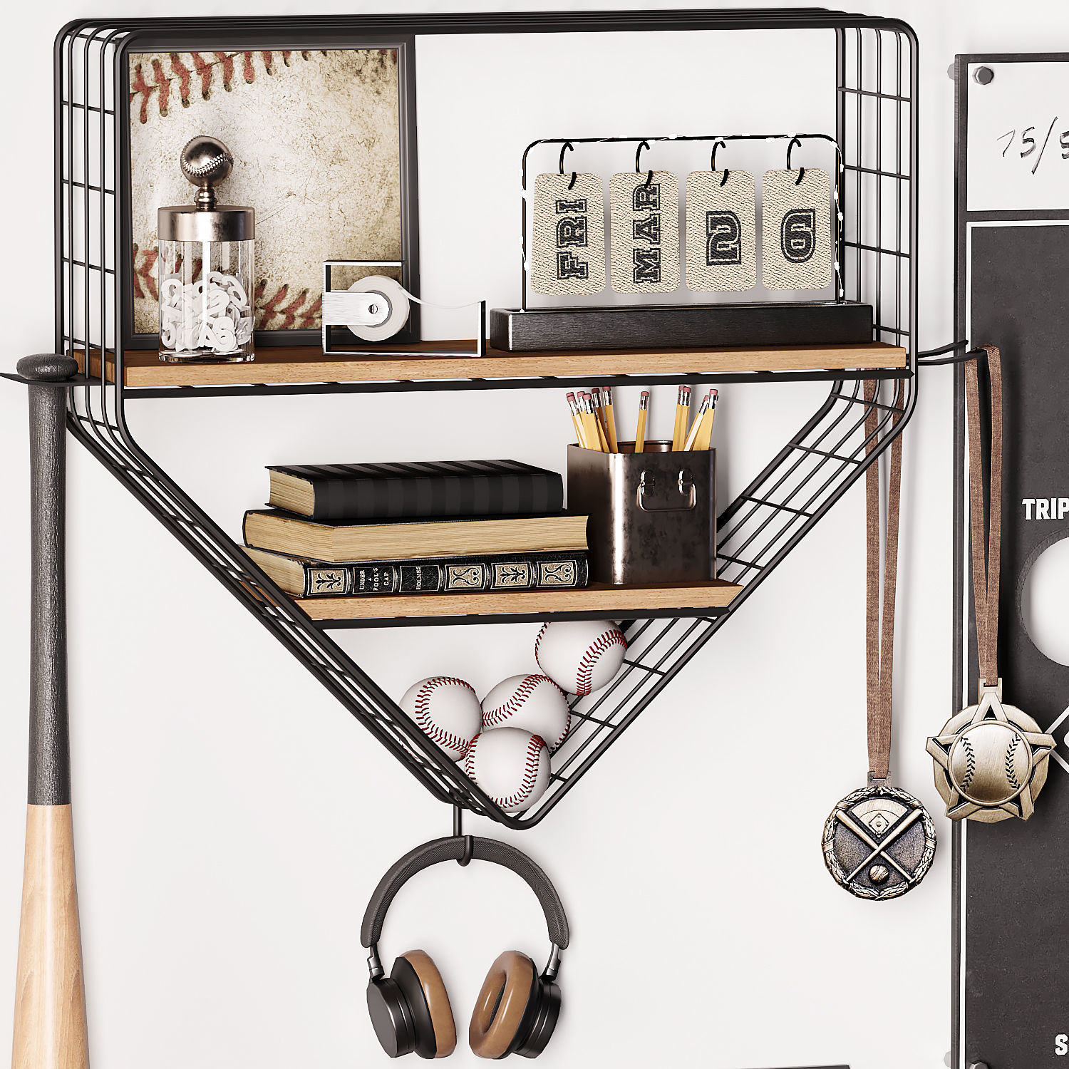 Pottery Barn Baseball Beanbag Toss Game and Decor for teenager 3D model_5