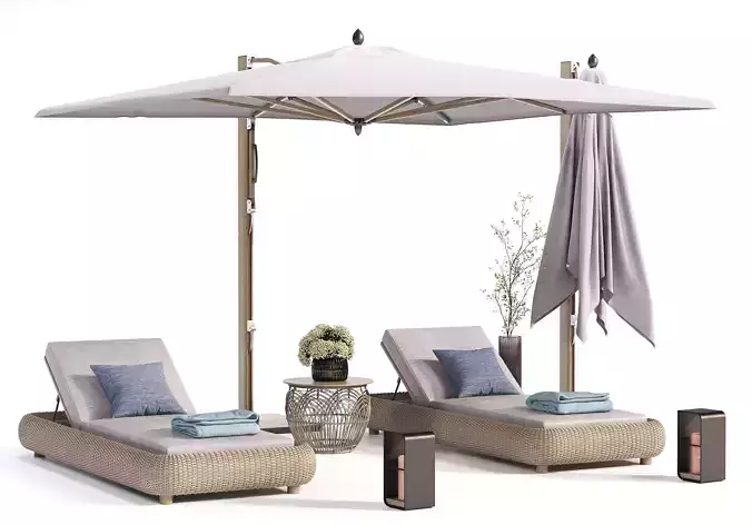 Lounger with Cantilever Umbrella