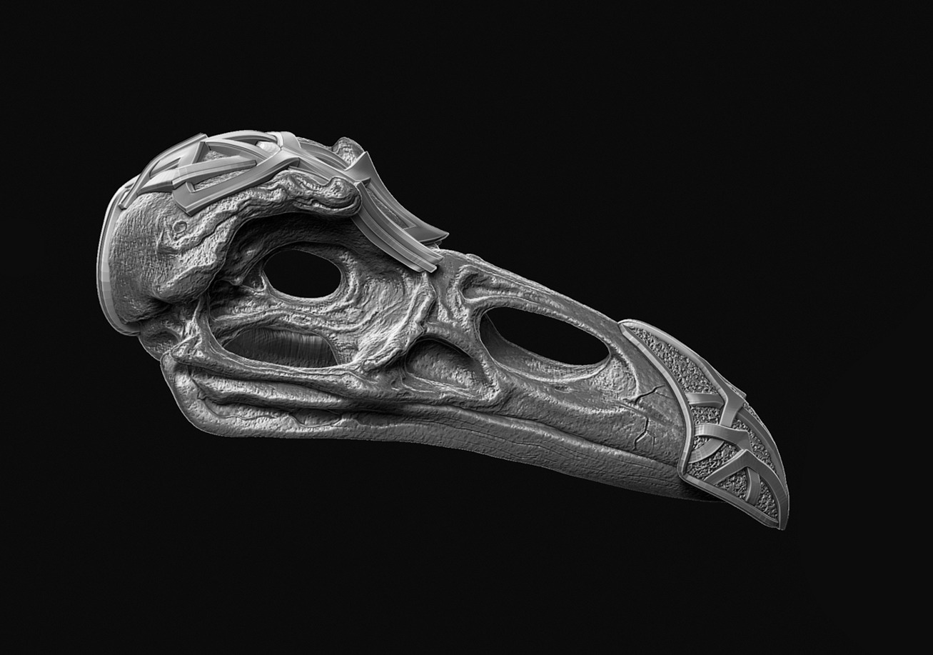 Stylized Raven Skull  3D print model_4