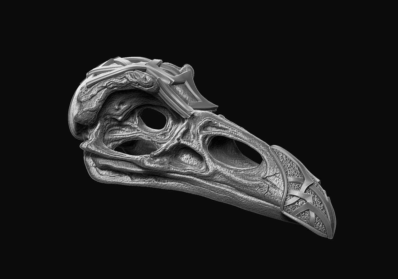 Stylized Raven Skull  3D print model_1