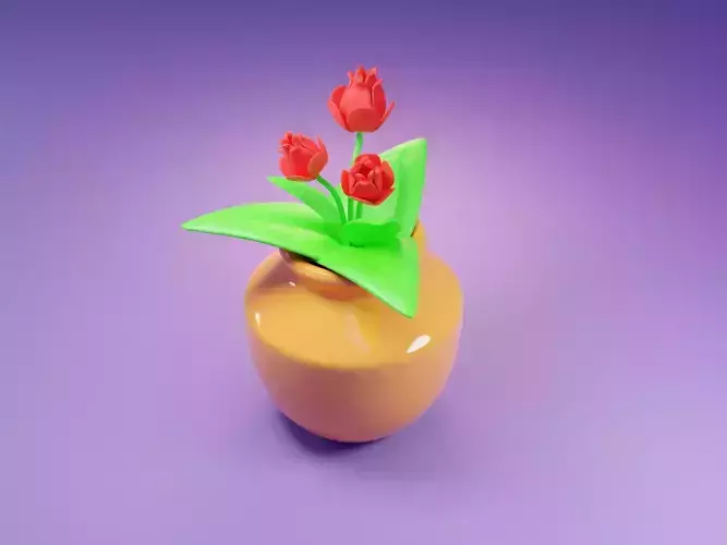 Potted roses 3d