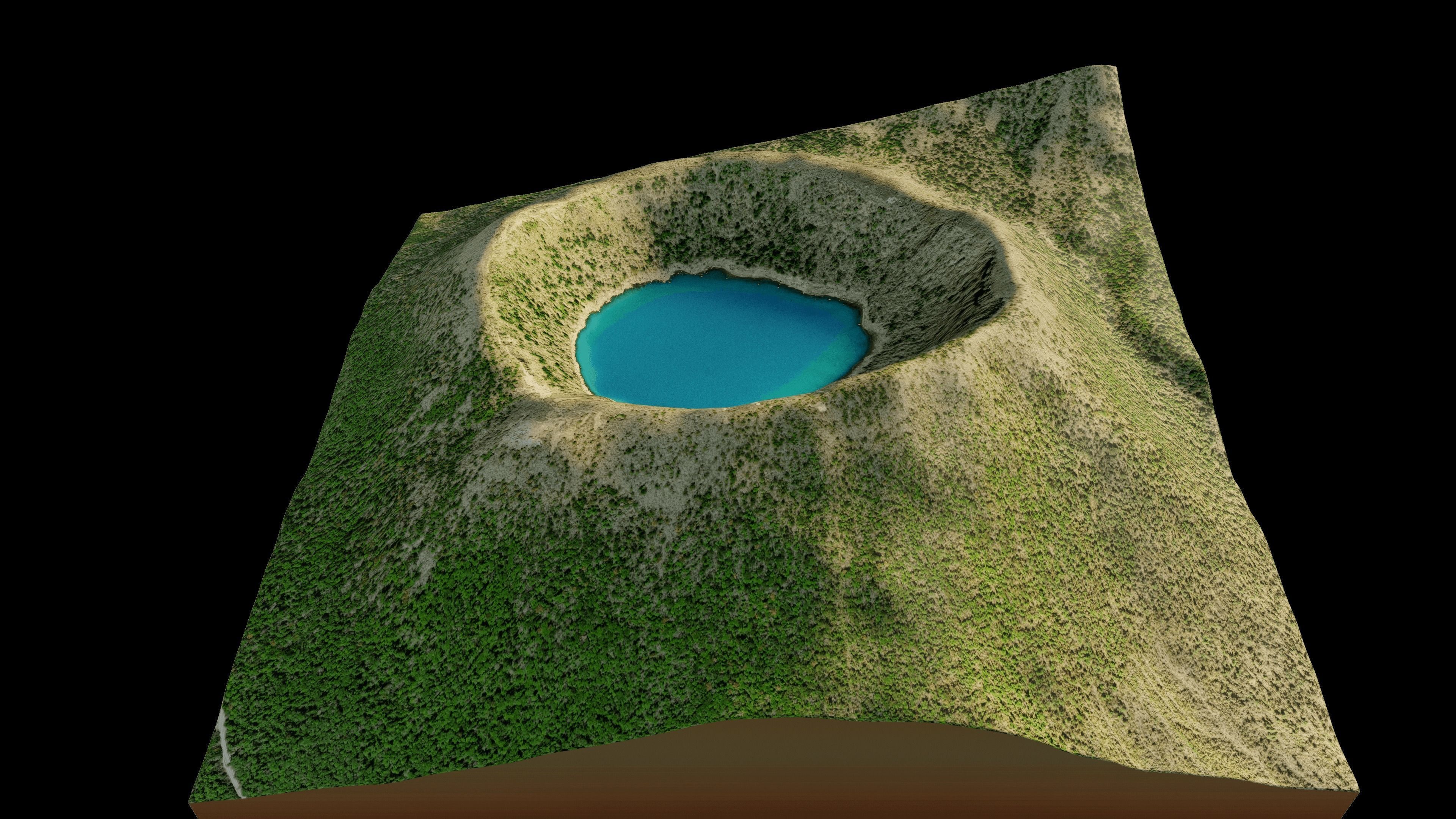 Onami-ike Crater Lake 3d model terrain Low-poly 3D model_2