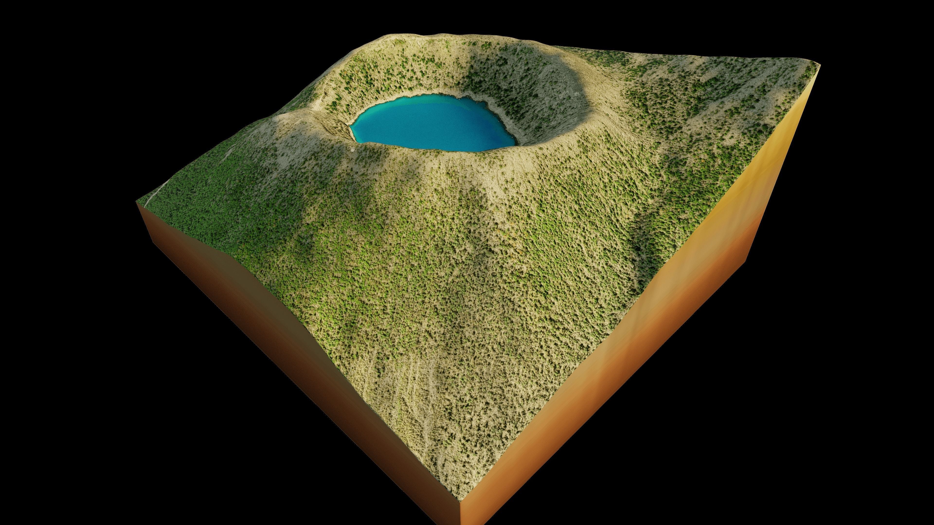 Onami-ike Crater Lake 3d model terrain Low-poly 3D model_4