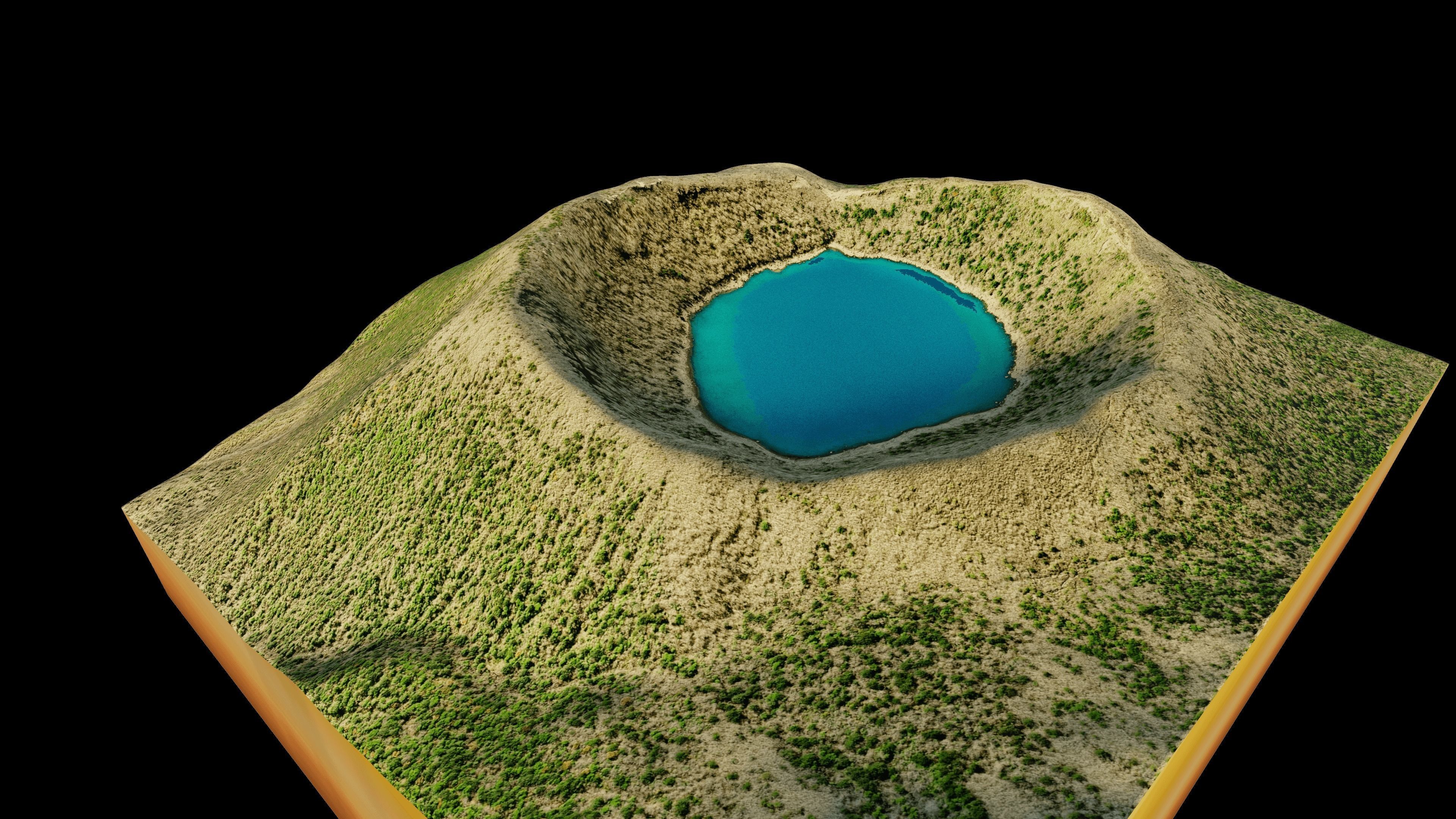Onami-ike Crater Lake 3d model terrain Low-poly 3D model_1
