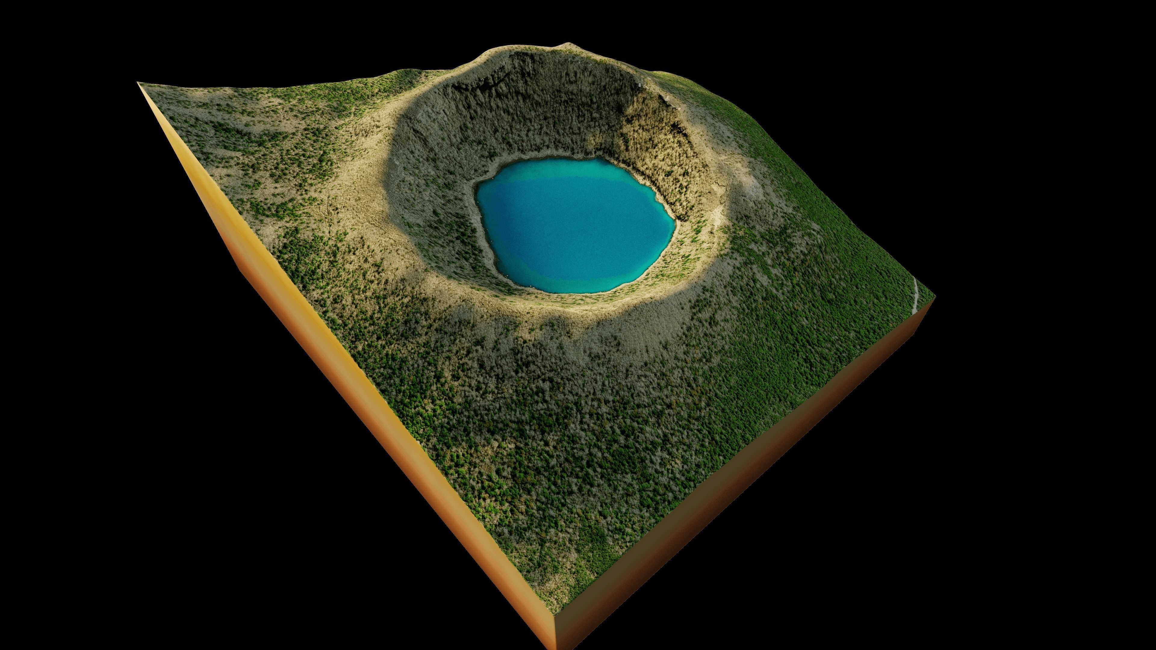 Onami-ike Crater Lake 3d model terrain Low-poly 3D model_6