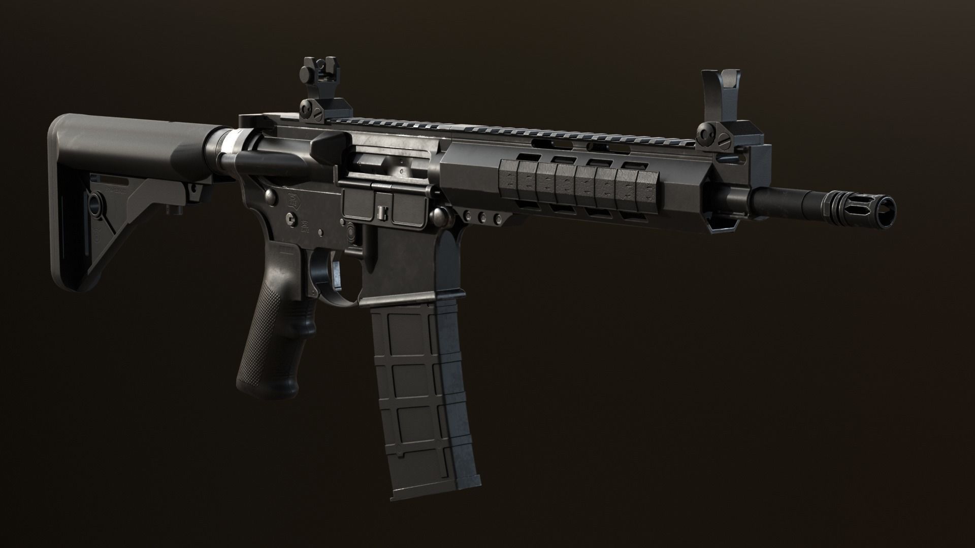 AR-15 Assault Rifle Low-poly 3D model_11