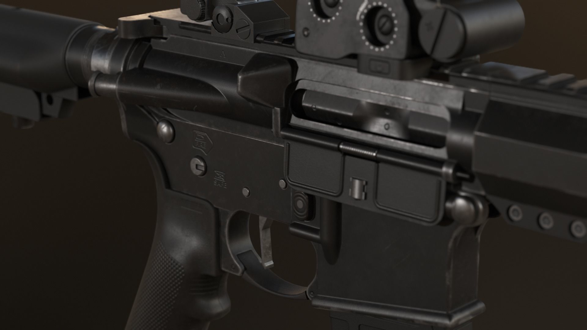 AR-15 Assault Rifle Low-poly 3D model_9