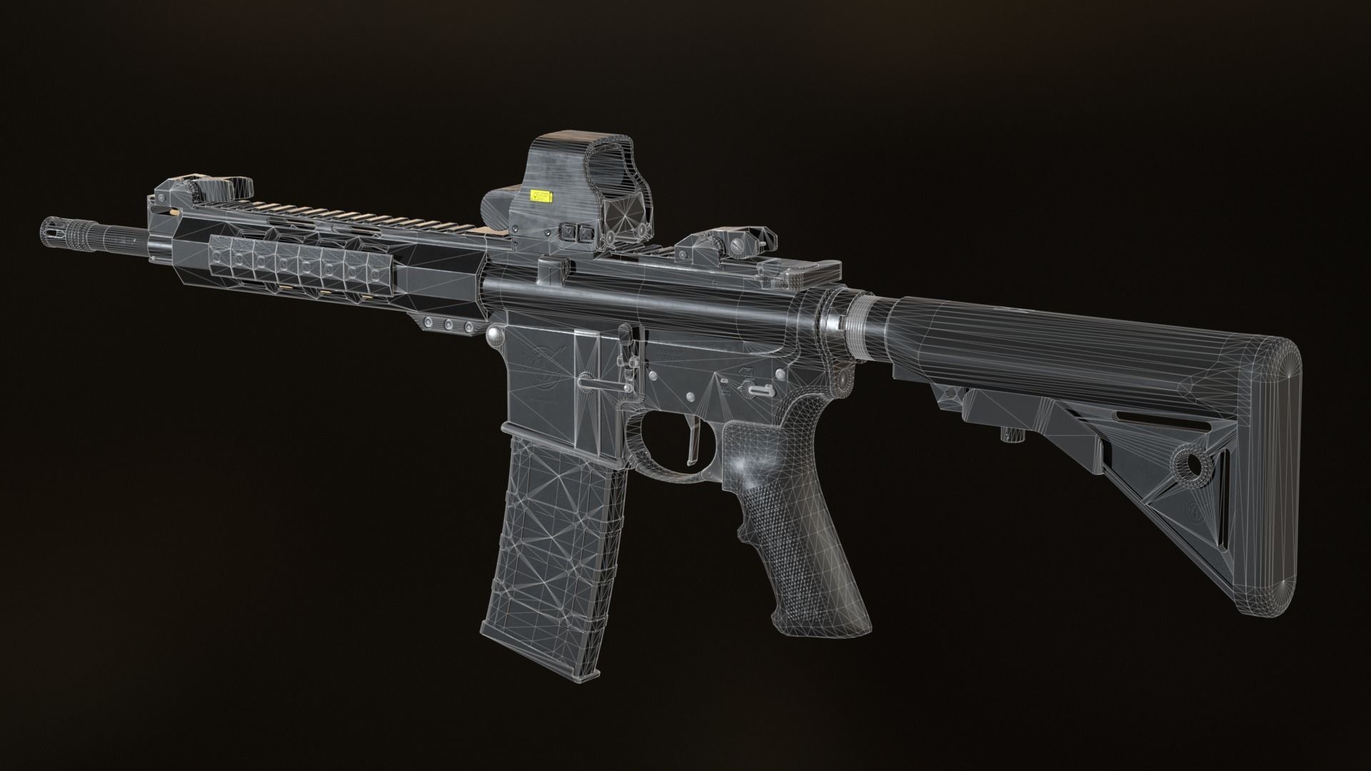 AR-15 Assault Rifle Low-poly 3D model_4