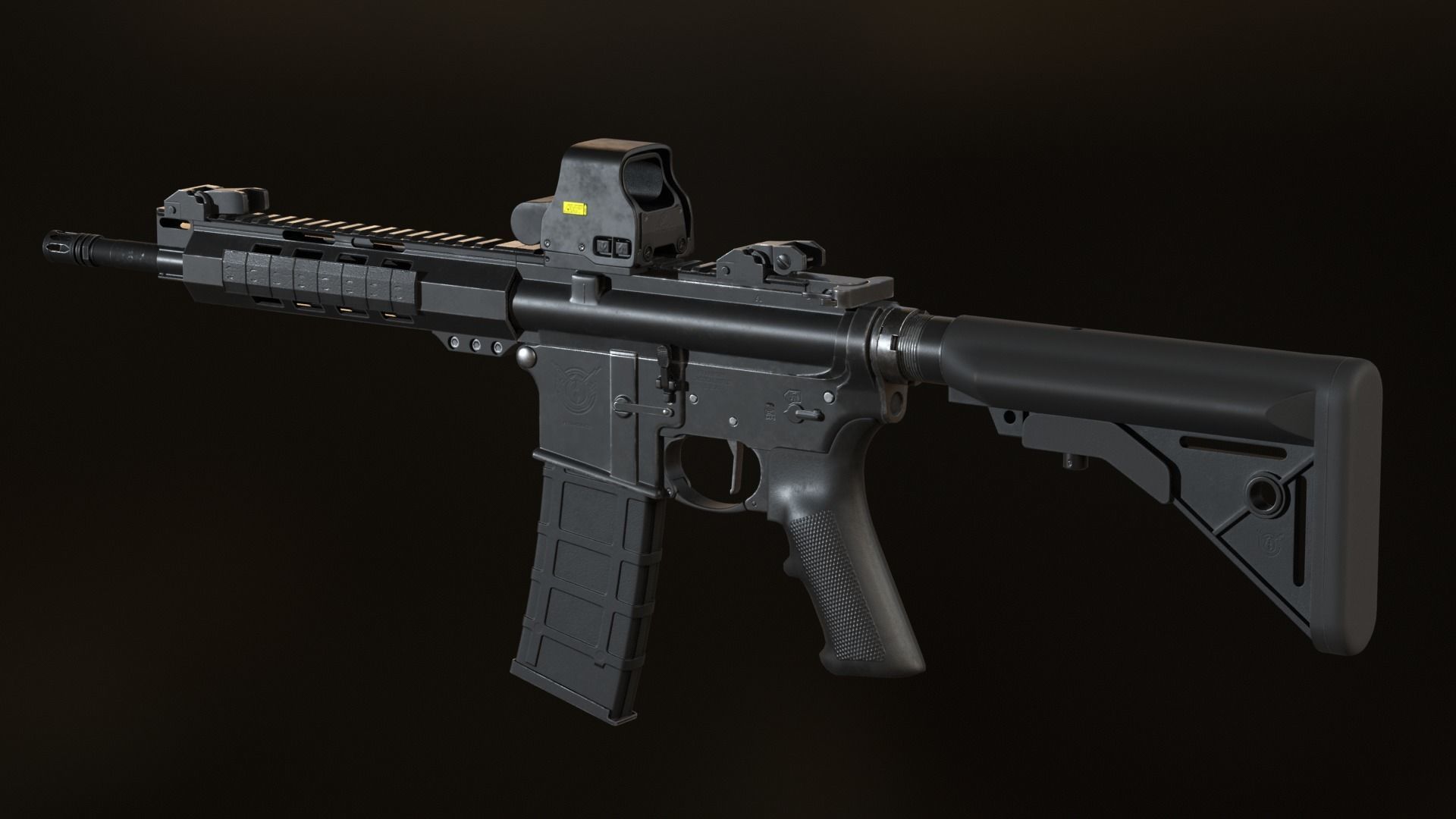 AR-15 Assault Rifle Low-poly 3D model_3