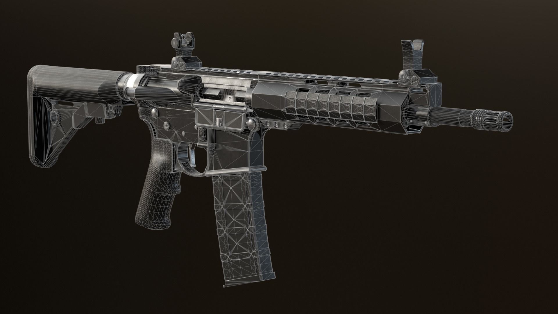 AR-15 Assault Rifle Low-poly 3D model_12