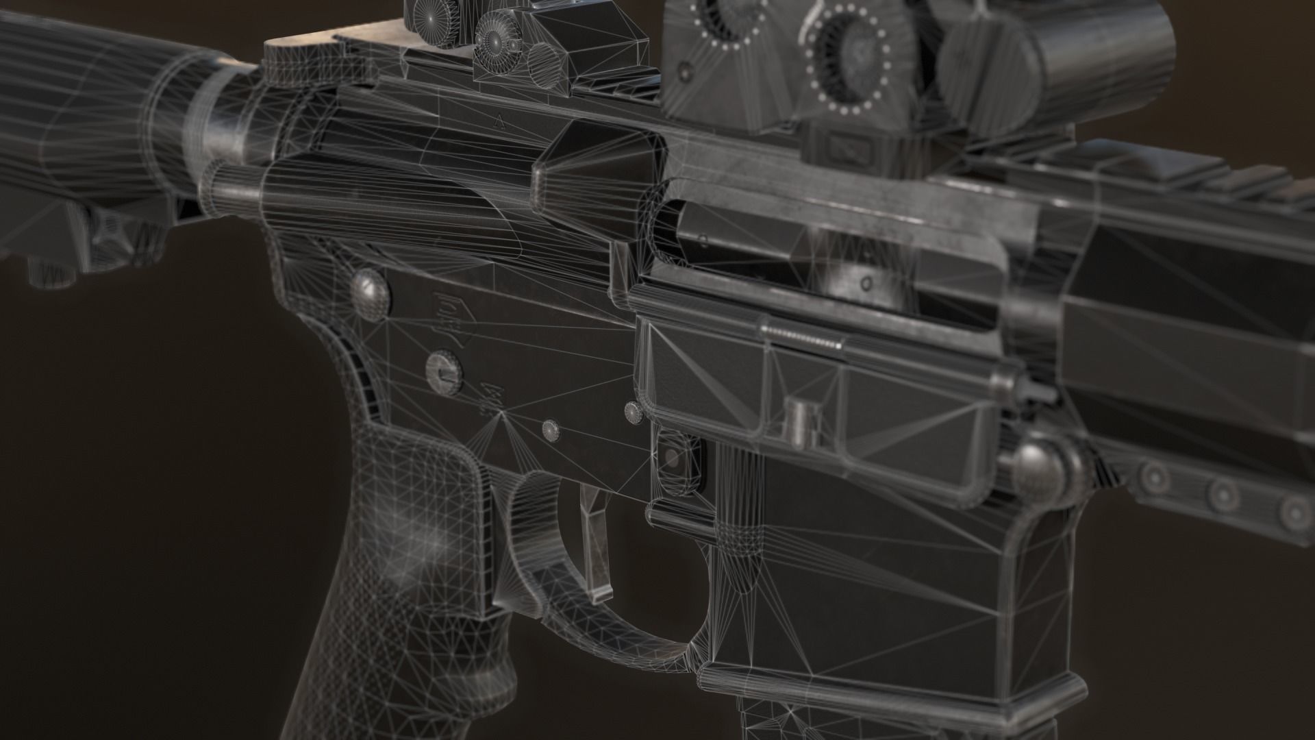 AR-15 Assault Rifle Low-poly 3D model_10