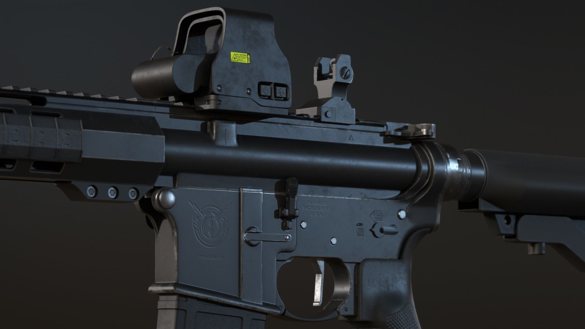 AR-15 Assault Rifle Low-poly 3D model_13