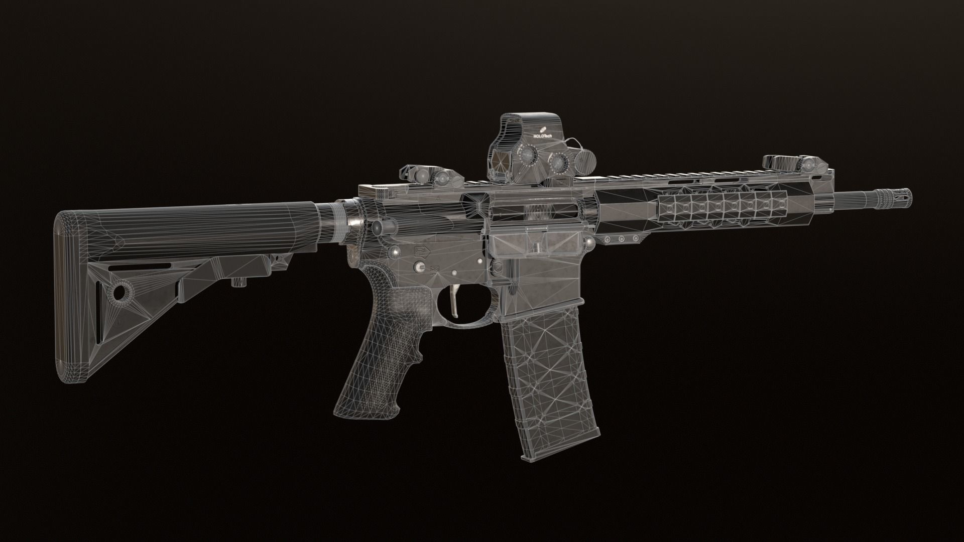 AR-15 Assault Rifle Low-poly 3D model_6