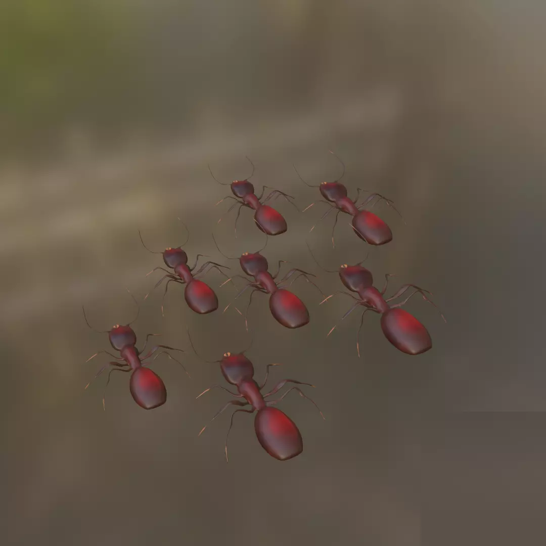 Low Poly Red Ant  Low-poly 3D model_0