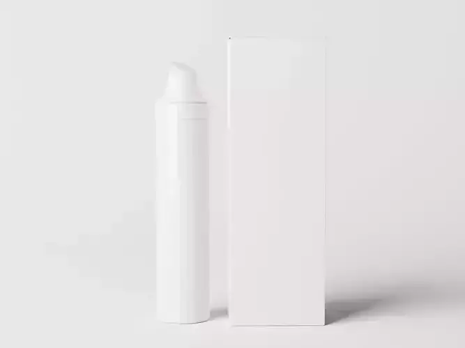 Tall Airless Pump Bottle and Box Low-poly 3D model