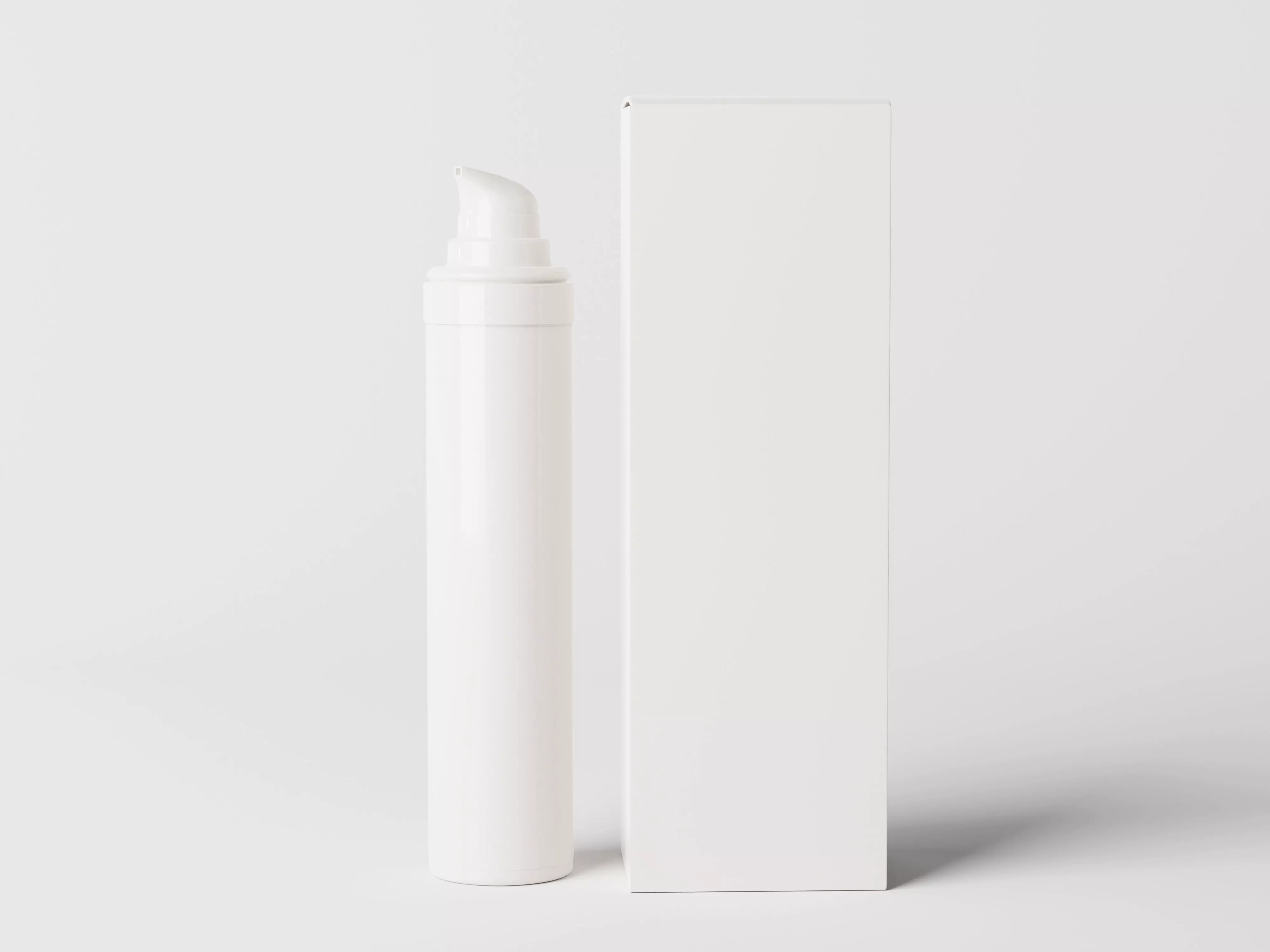Tall Airless Pump Bottle and Box Low-poly 3D model_0