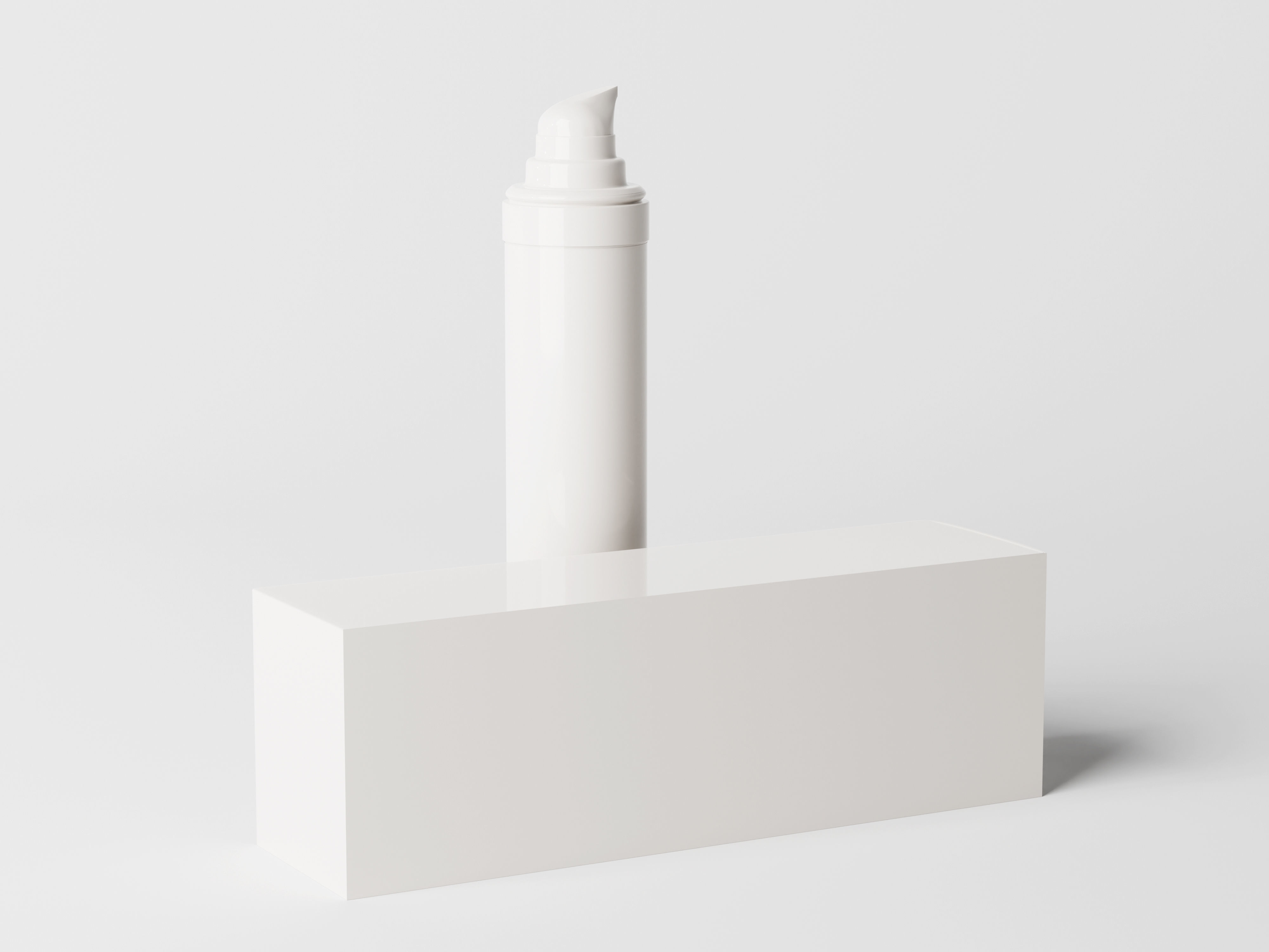 Tall Airless Pump Bottle and Box Low-poly 3D model_1