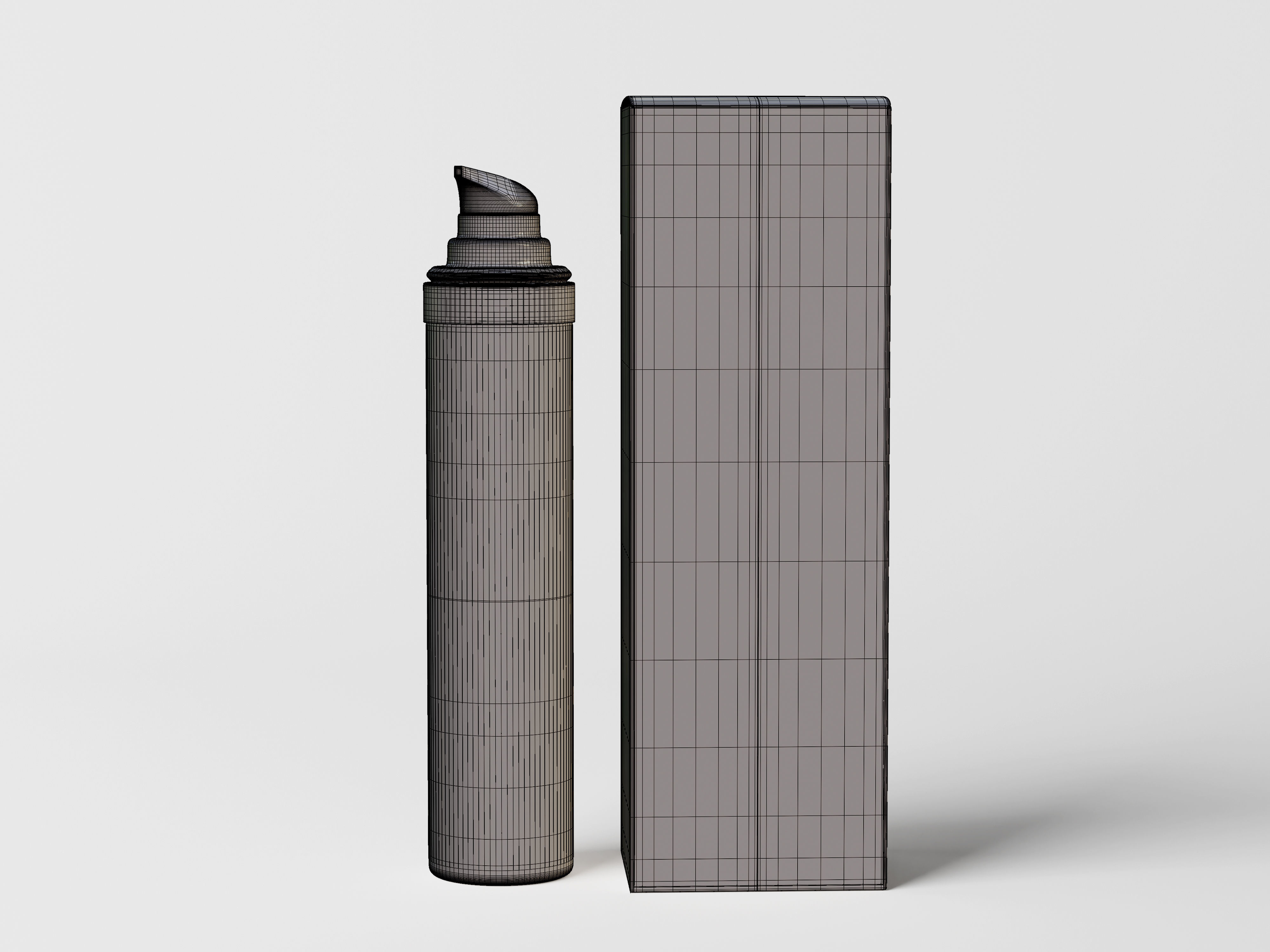 Tall Airless Pump Bottle and Box Low-poly 3D model_7