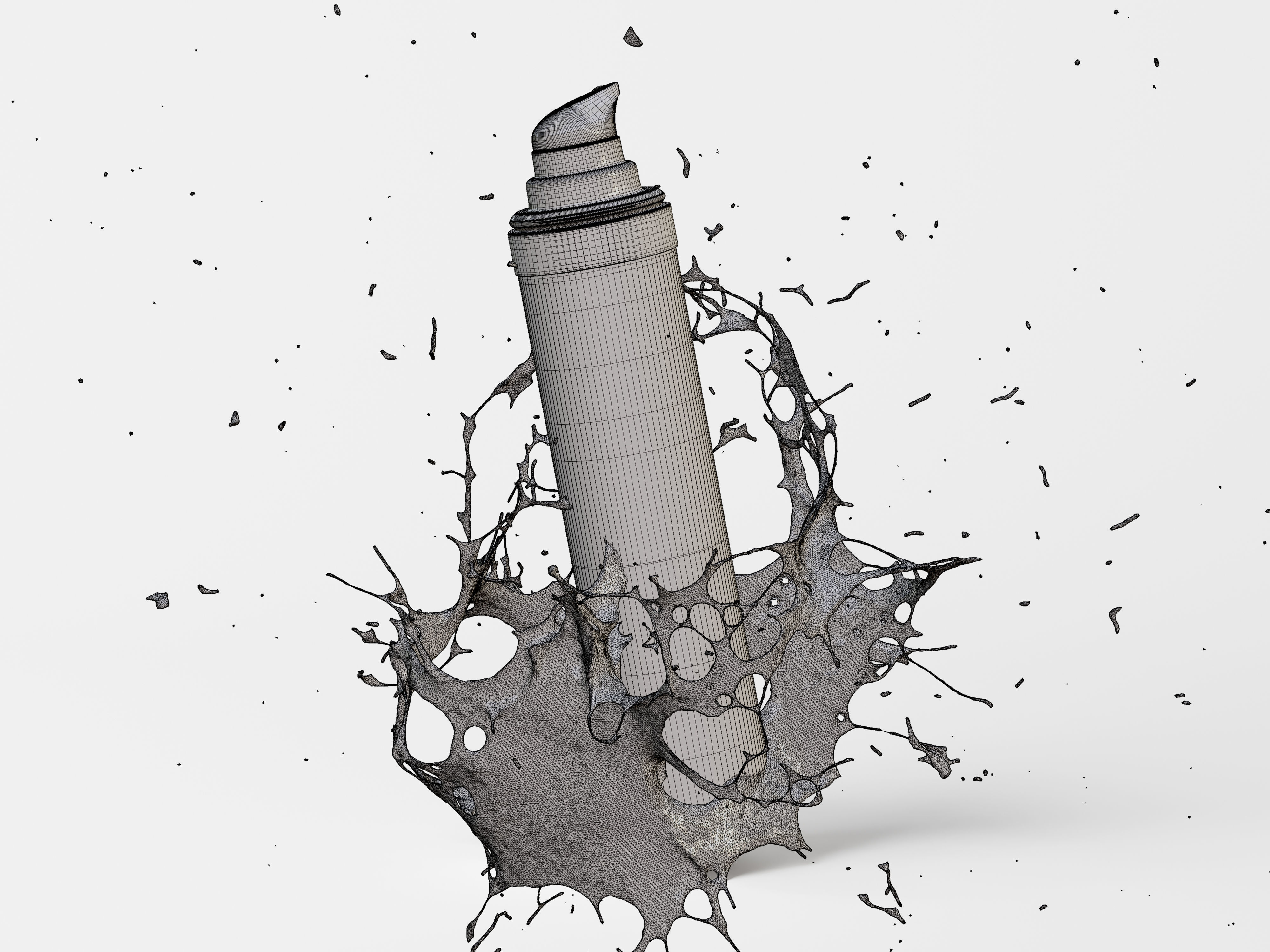 Tall Airless Pump Bottle and Box Low-poly 3D model_8