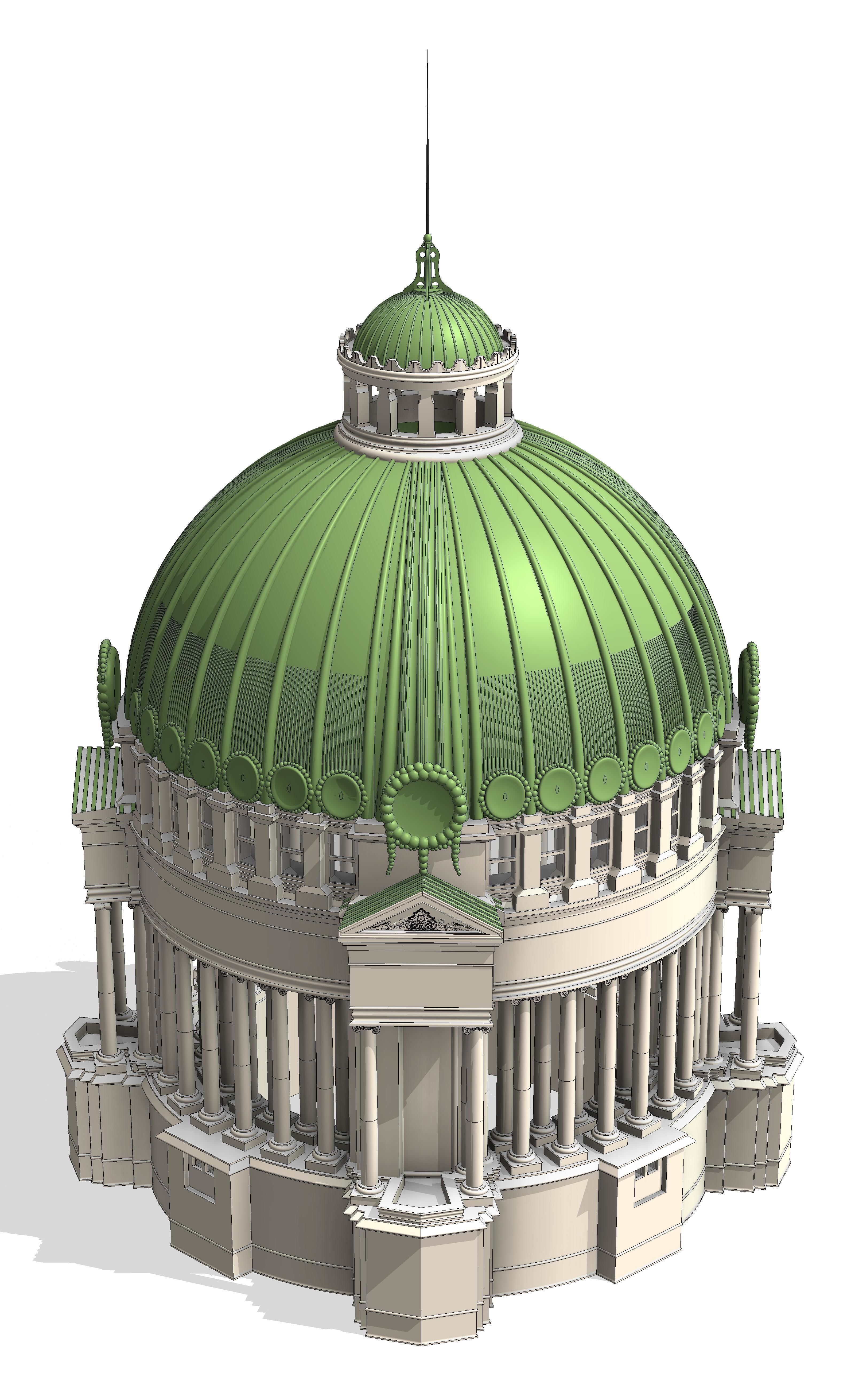 Thailand white house Classic Dome 3D model_6