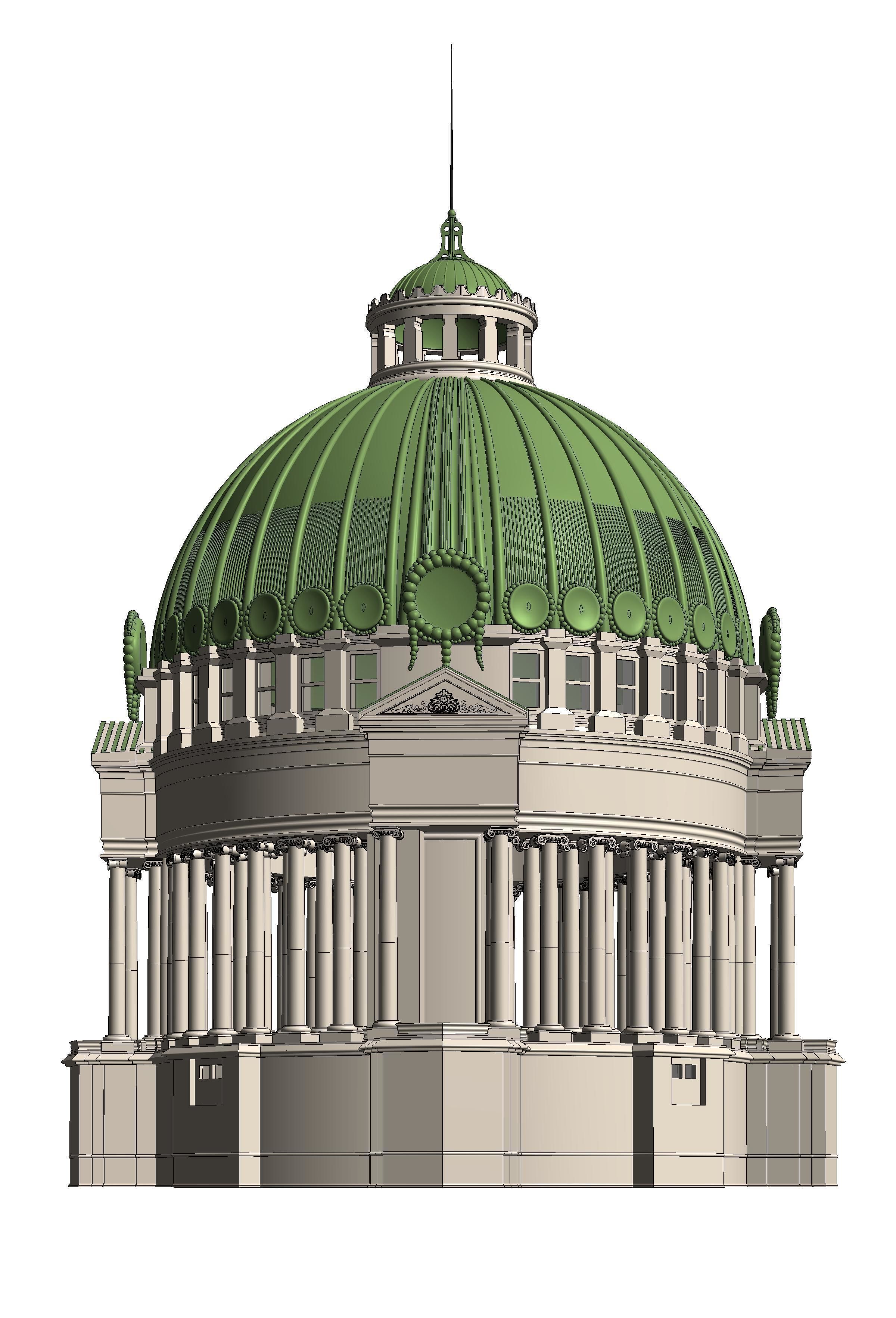 Thailand white house Classic Dome 3D model_2