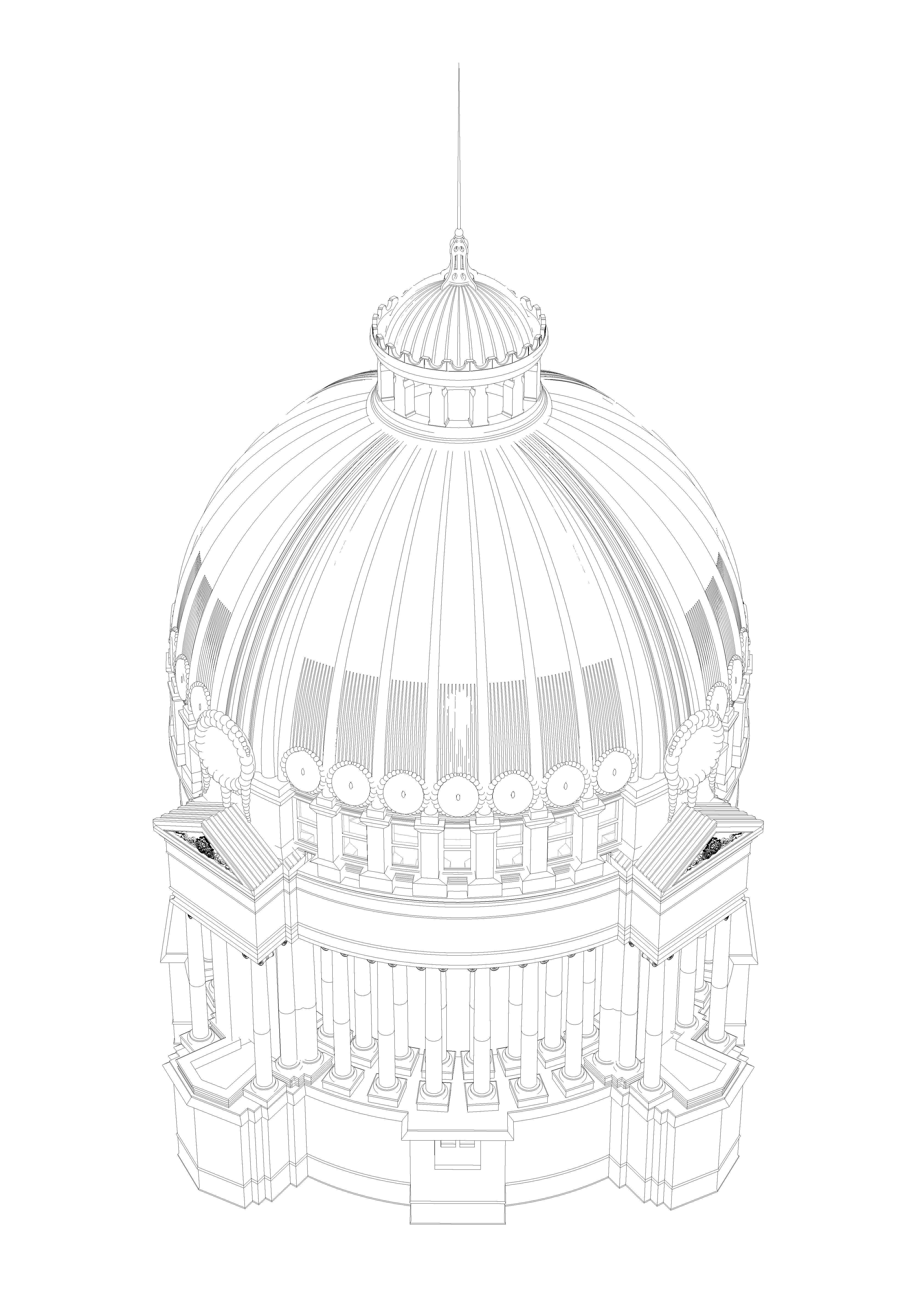 Thailand white house Classic Dome 3D model_5