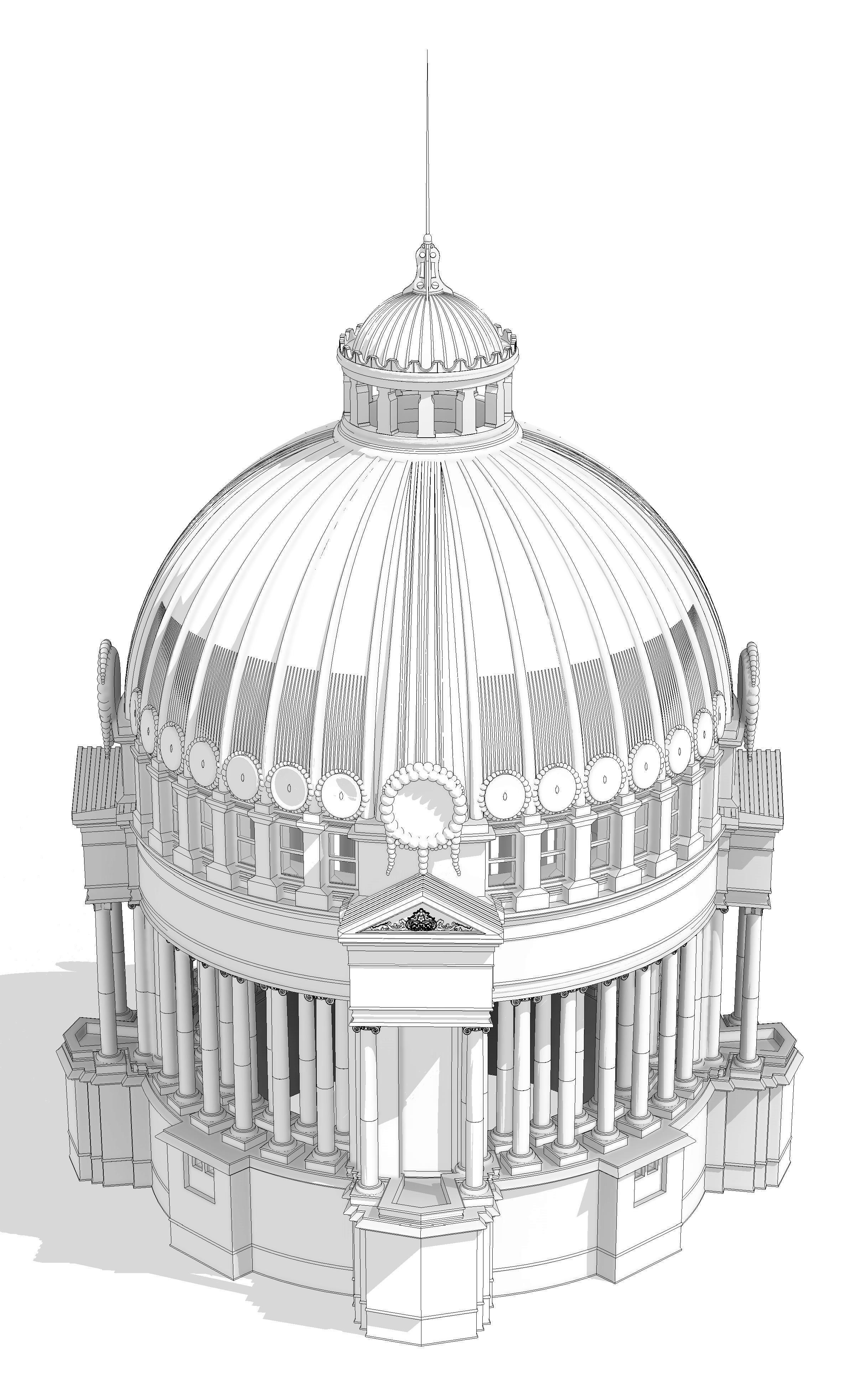 Thailand white house Classic Dome 3D model_7