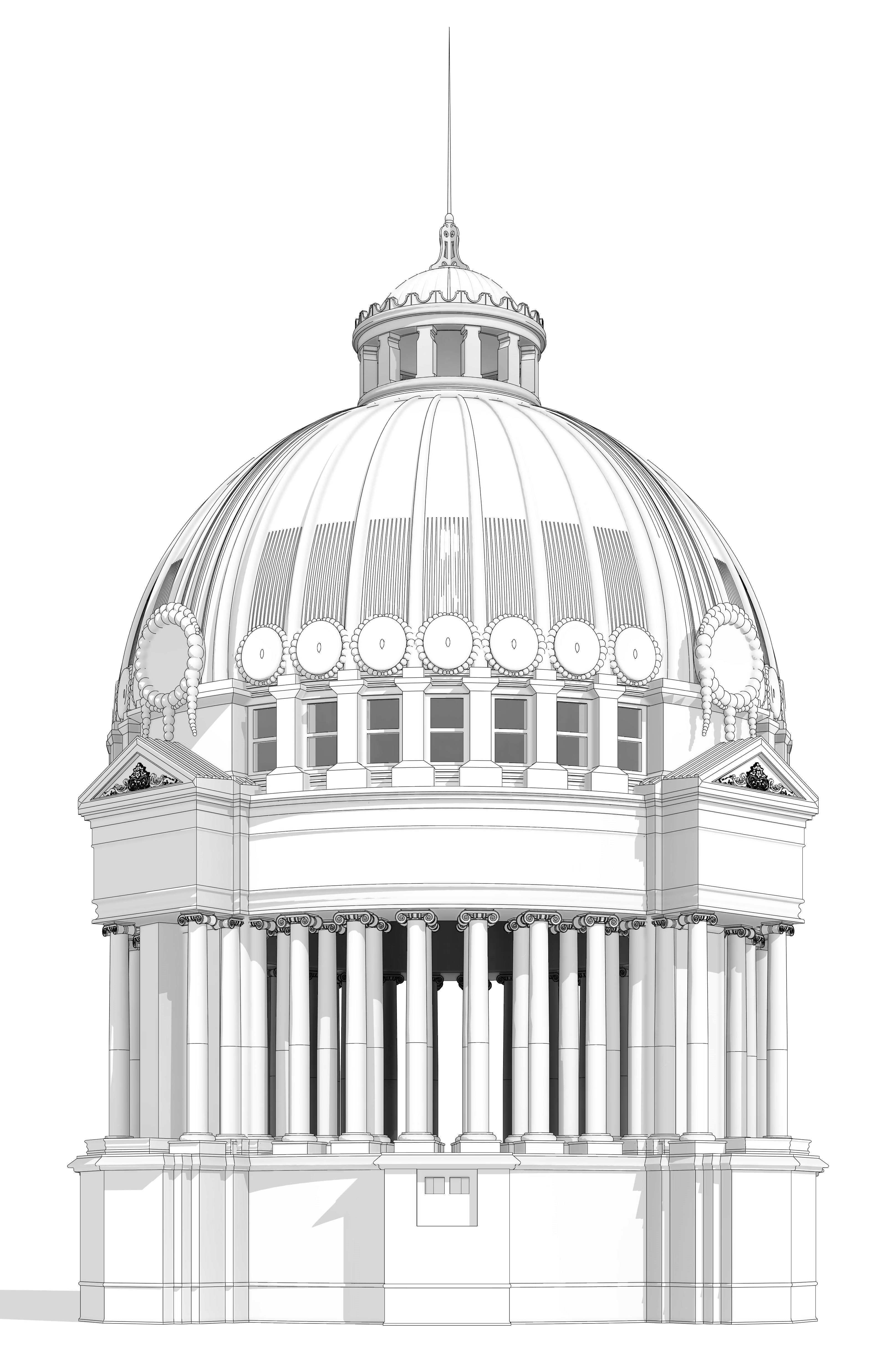 Thailand white house Classic Dome 3D model_1