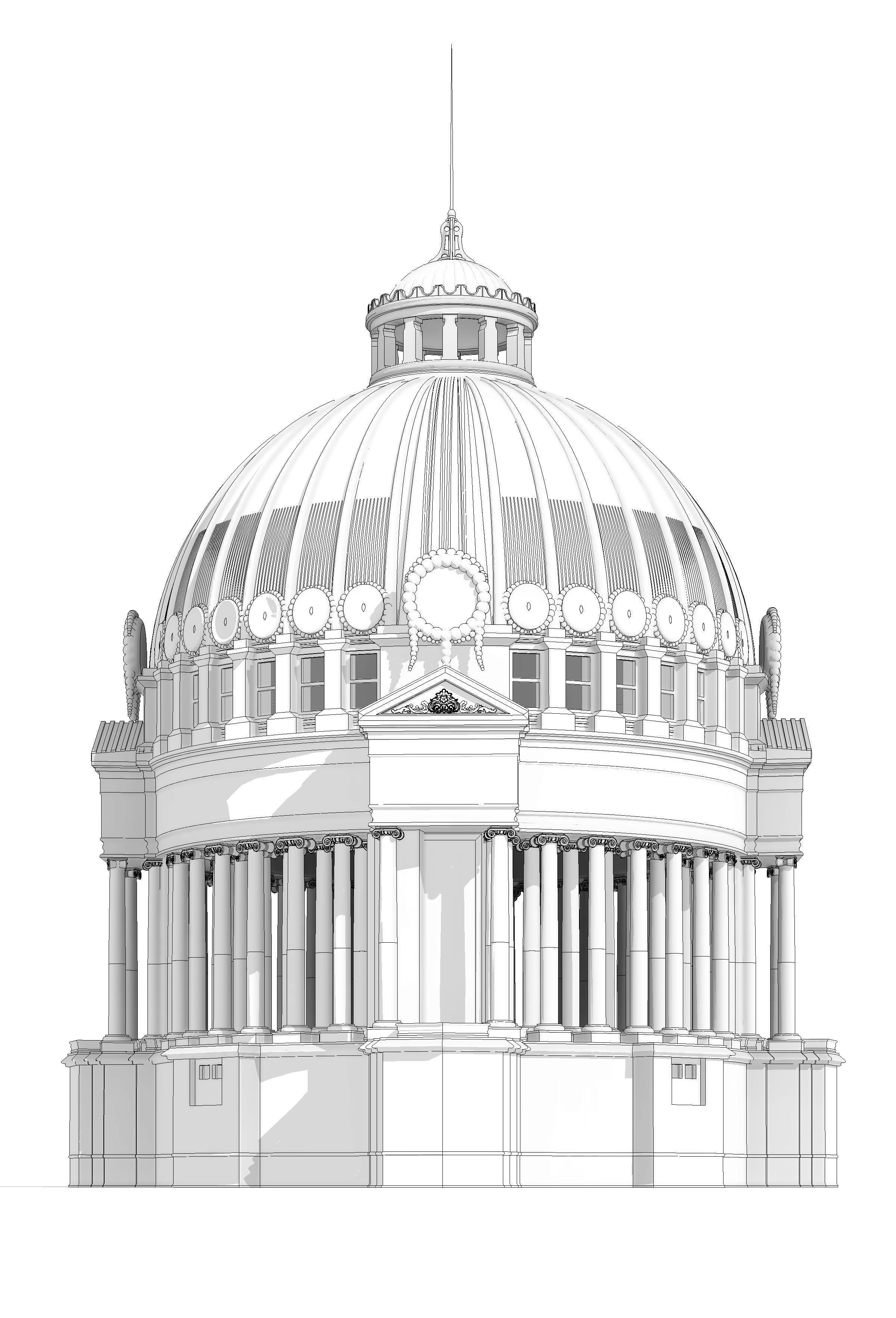 Thailand white house Classic Dome 3D model_3