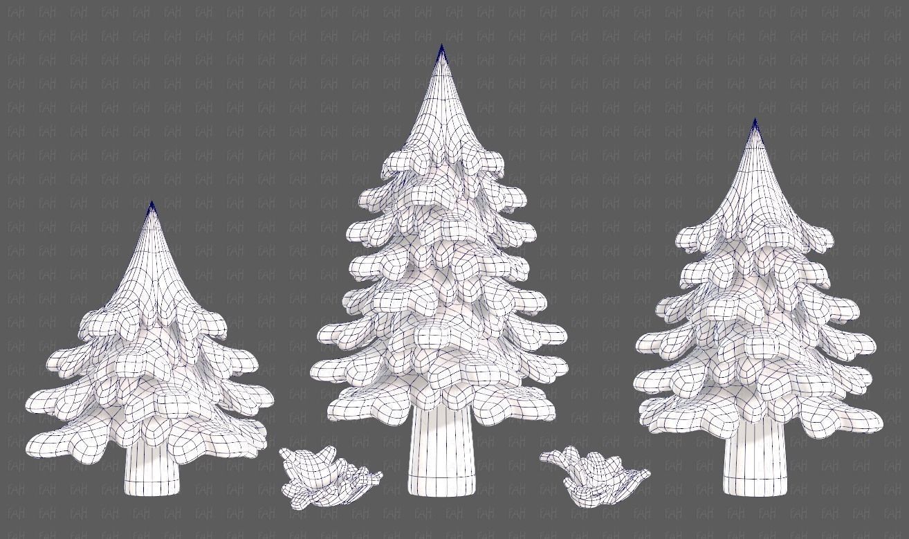 Trees Cartoon V40 Low-poly 3D model_10
