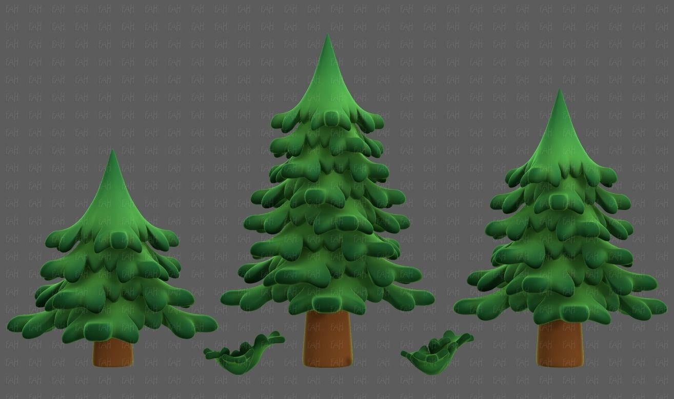 Trees Cartoon V40 Low-poly 3D model_7