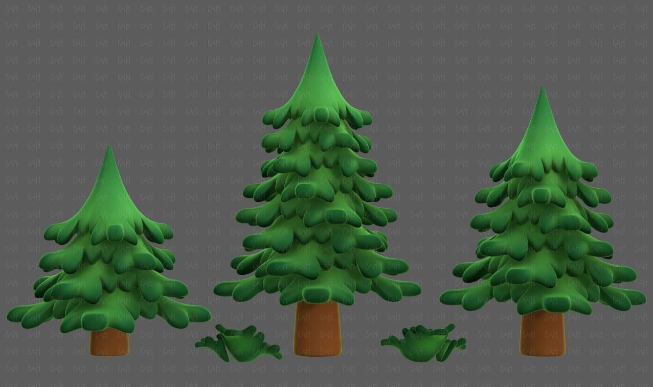 Trees Cartoon V40 Low-poly 3D model_5