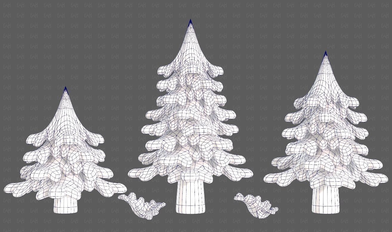Trees Cartoon V40 Low-poly 3D model_11