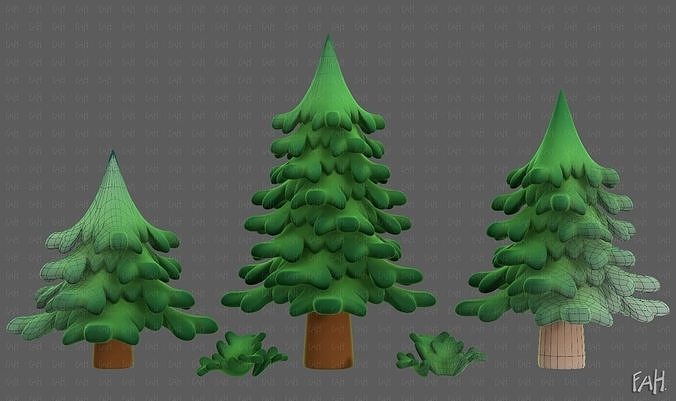 Trees Cartoon V40 Low-poly 3D model