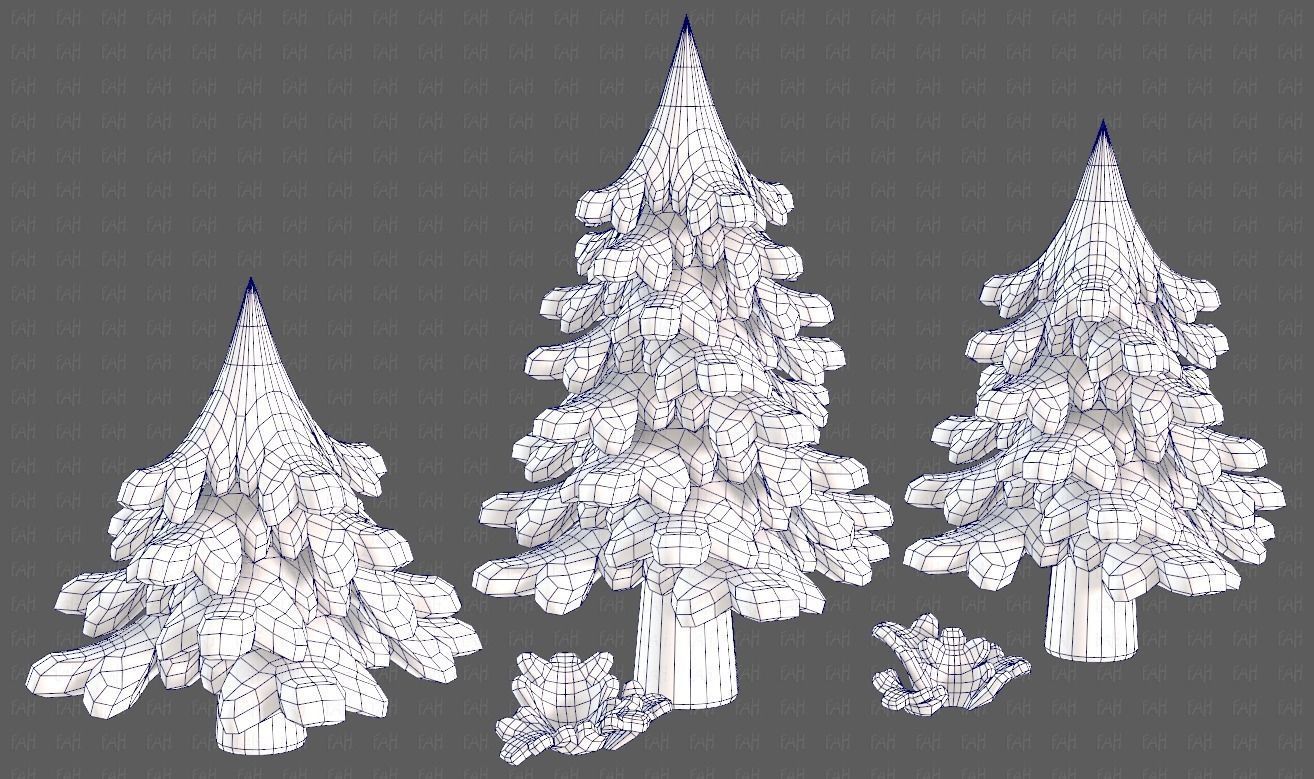 Trees Cartoon V40 Low-poly 3D model_44