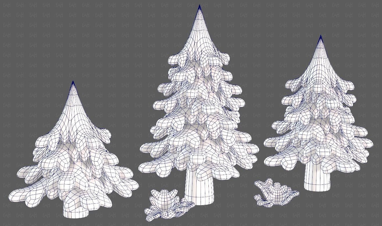 Trees Cartoon V40 Low-poly 3D model_42