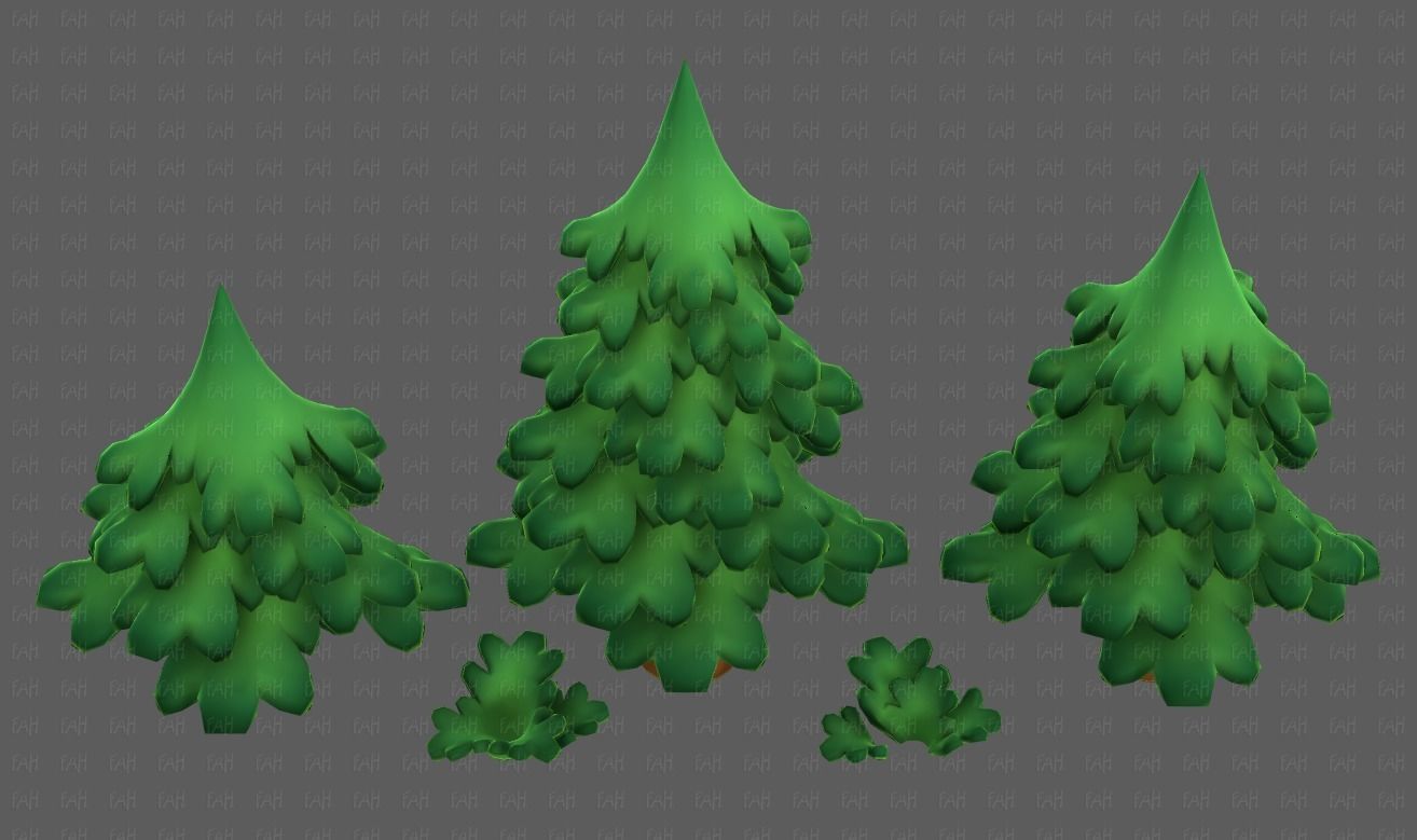 Trees Cartoon V40 Low-poly 3D model_35